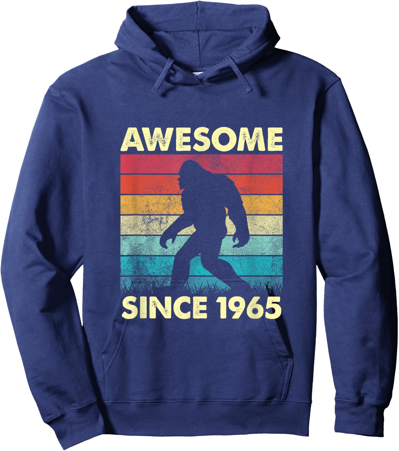 Vintage Bigfoot 59 Years Awesome Since 1965 Birthday Hoodie - Hoodie | Navy
