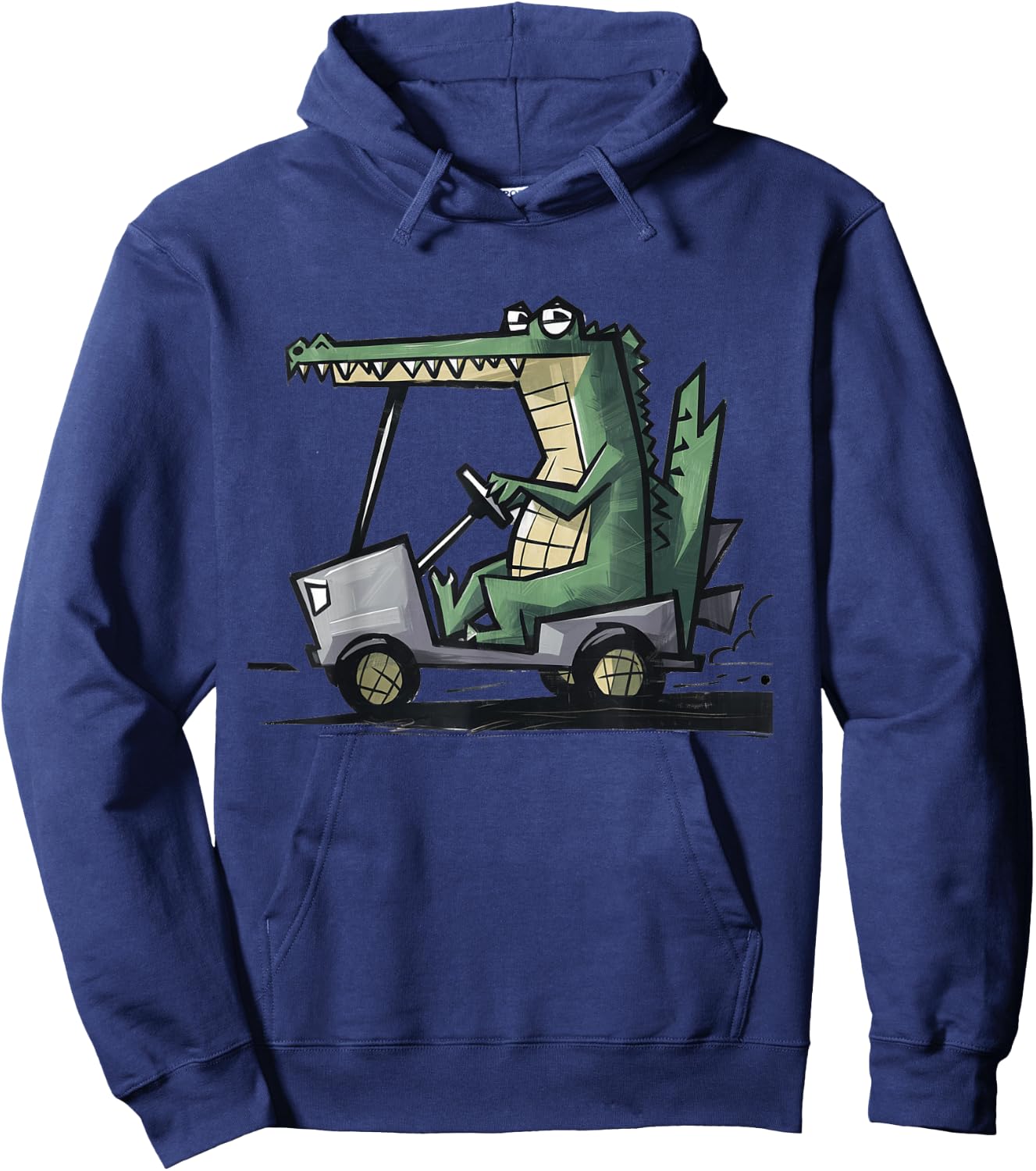 Smileteessports Funny Alligator Driving Golf Cart Golfing Hoodie - Hoodie | Navy