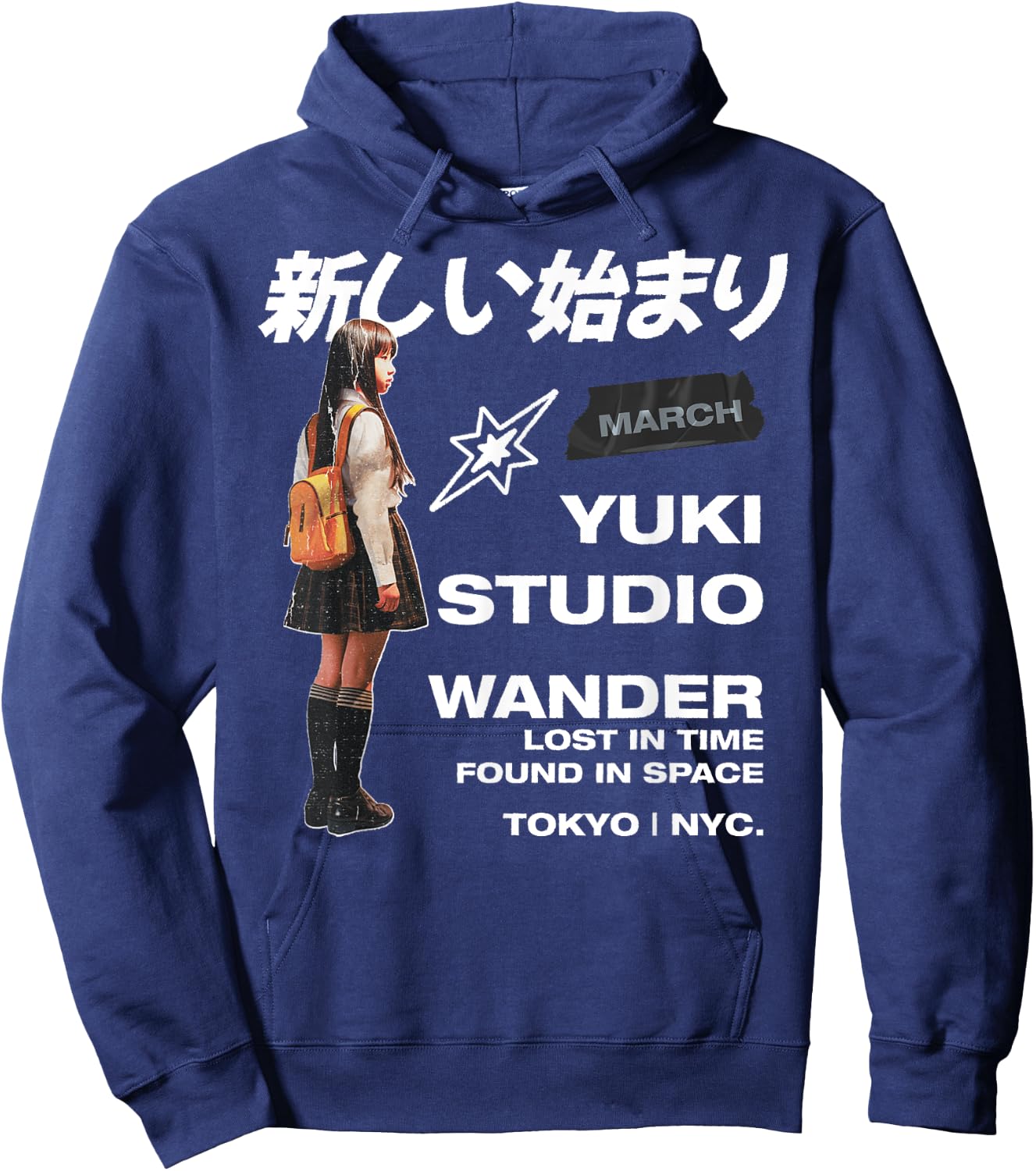 New Beginning - Wander Japanese Tokyo NYC Retro Japan Art Hoodie - Hoodie | Navy