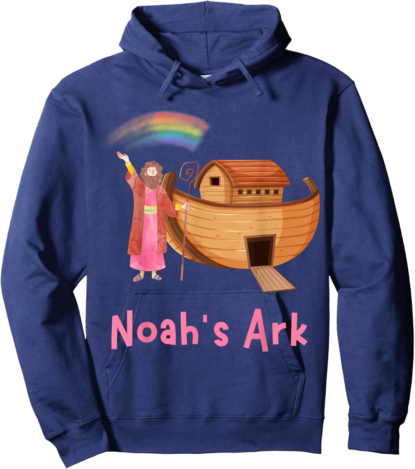 Kids Faith Bible Stories Pink Noah's Ark Girls Toddler Teen Hoodie - Hoodie | Navy