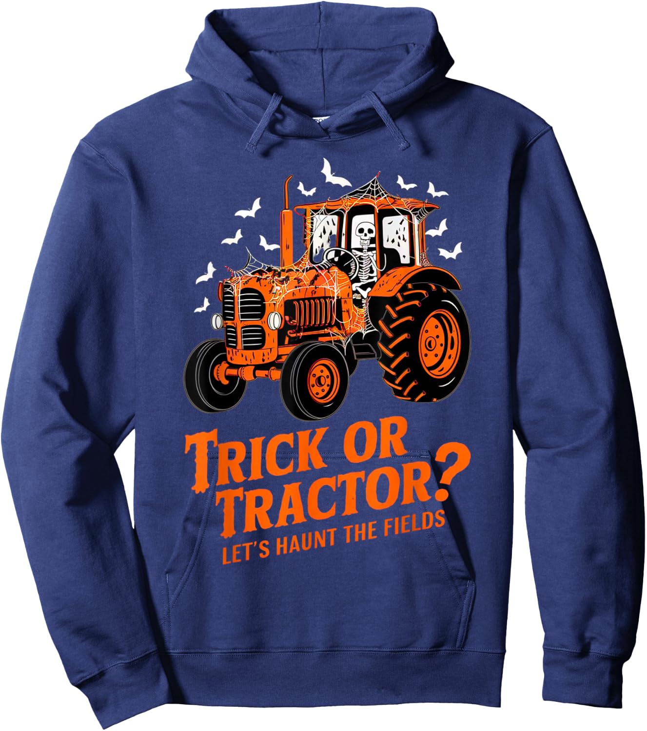 Funny Farmer Costume Halloween Spooky Skeleton Drive Tractor Hoodie - Hoodie | Navy
