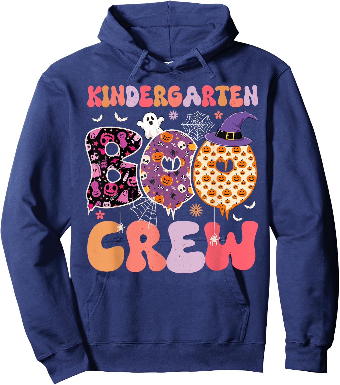 Kindergarten Boo Crew Funny Halloween Spooky Teacher Kids Hoodie - Hoodie | Navy