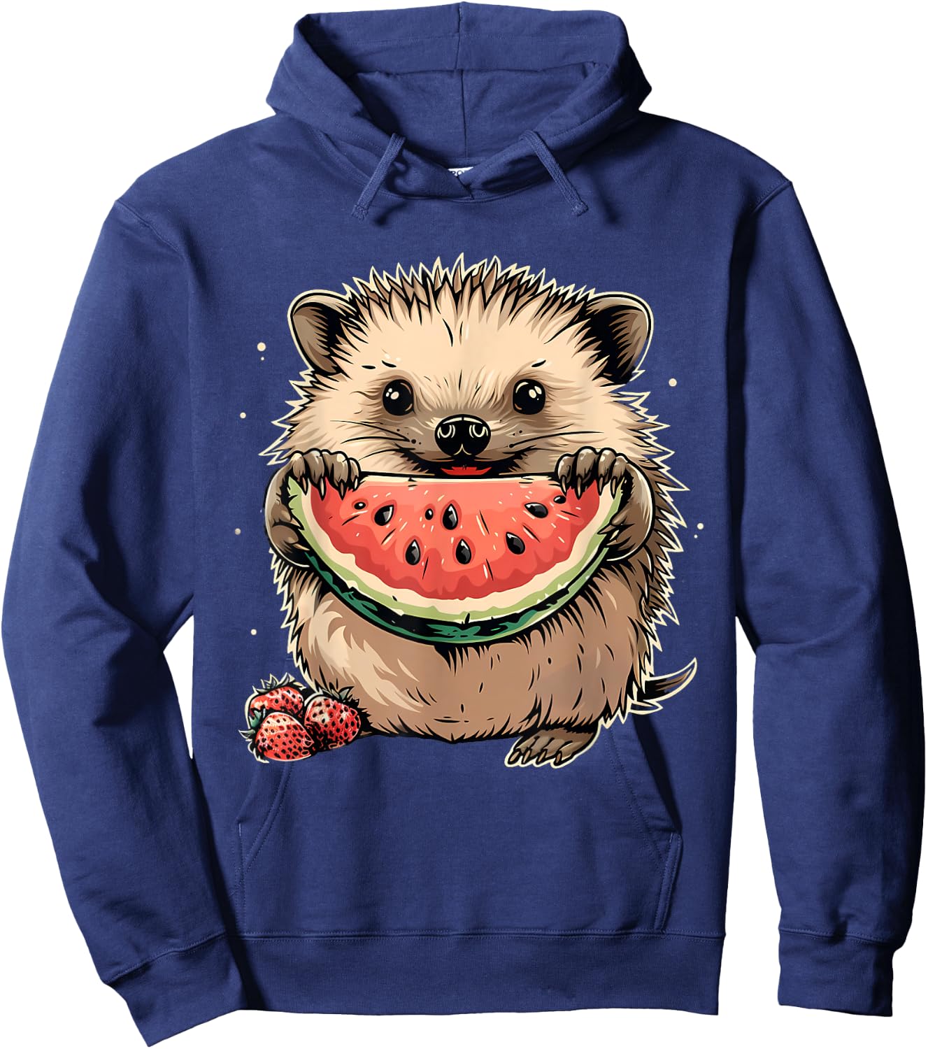Watermelon Hedgehog Watermelons Fruit Artwork Strawberry Hoodie - Hoodie | Navy