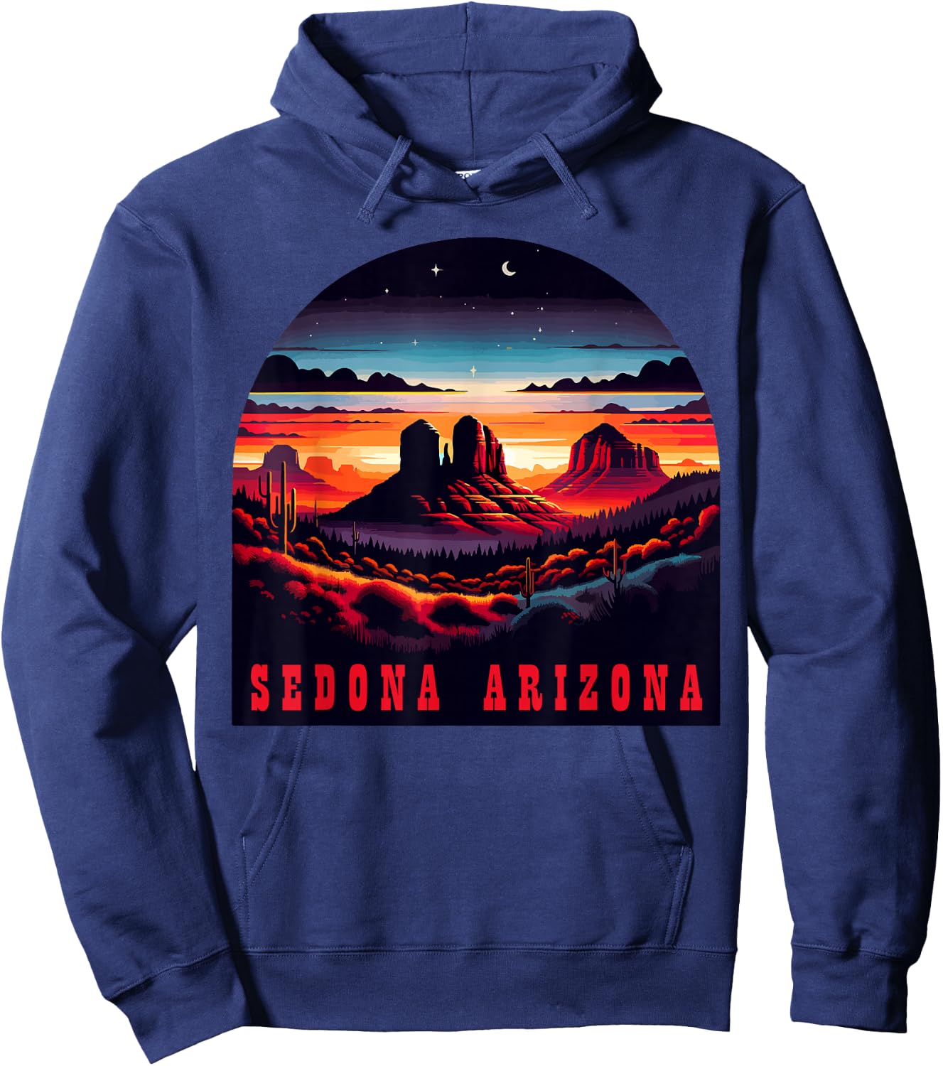 Sedona AZ Hiking Outdoors Mountain Sedona USA Retro Vintage Hoodie - Hoodie | Navy