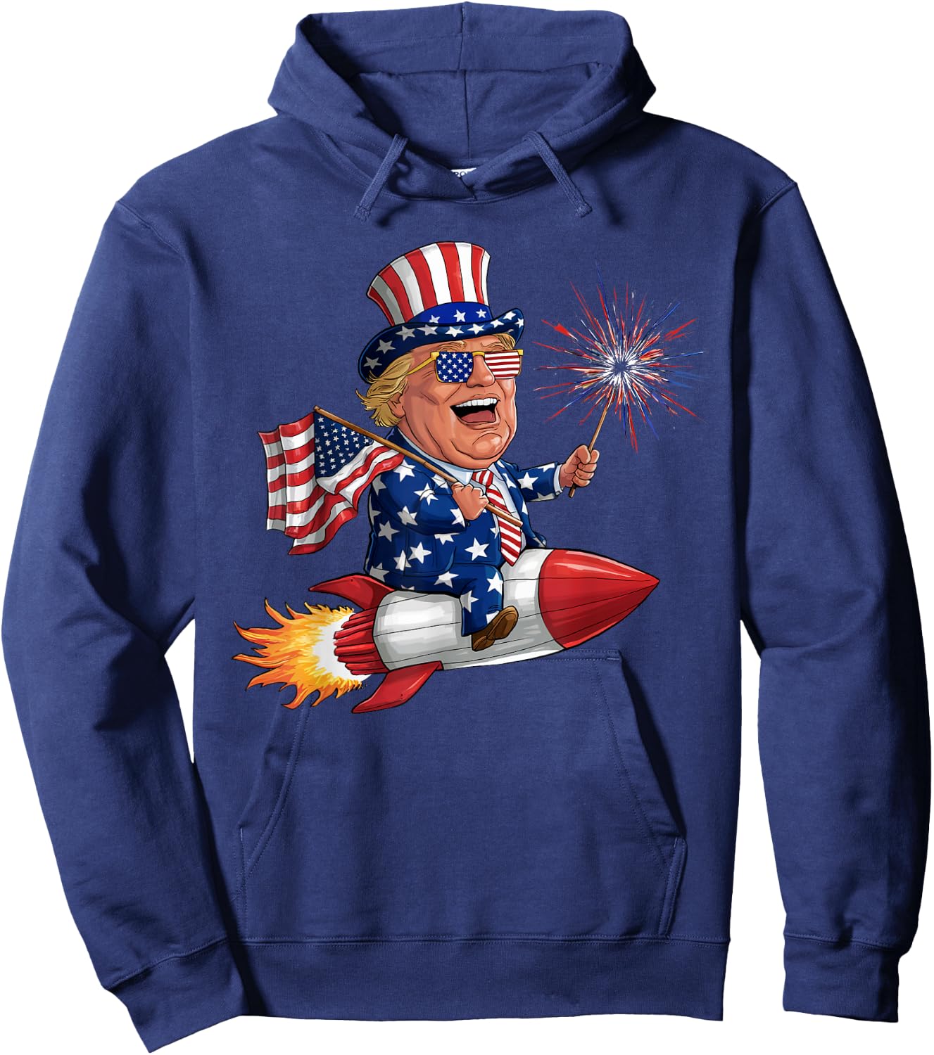Donald Trump 2024 Happy 4th Of July Trump American Flag Women Men Hoodie - Hoodie | Navy