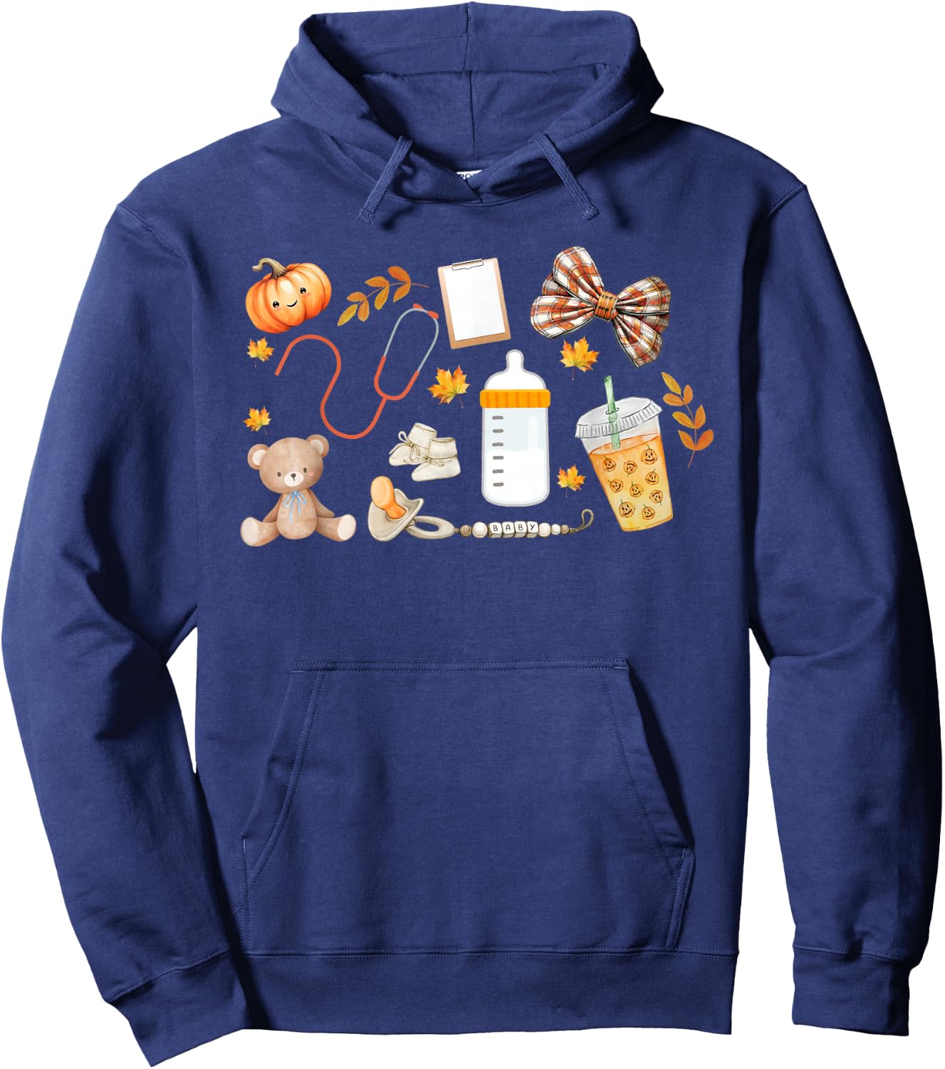 Mother Baby Nurse Fall MBU Thanksgiving Team Nursery Nurse Hoodie - Hoodie | Navy