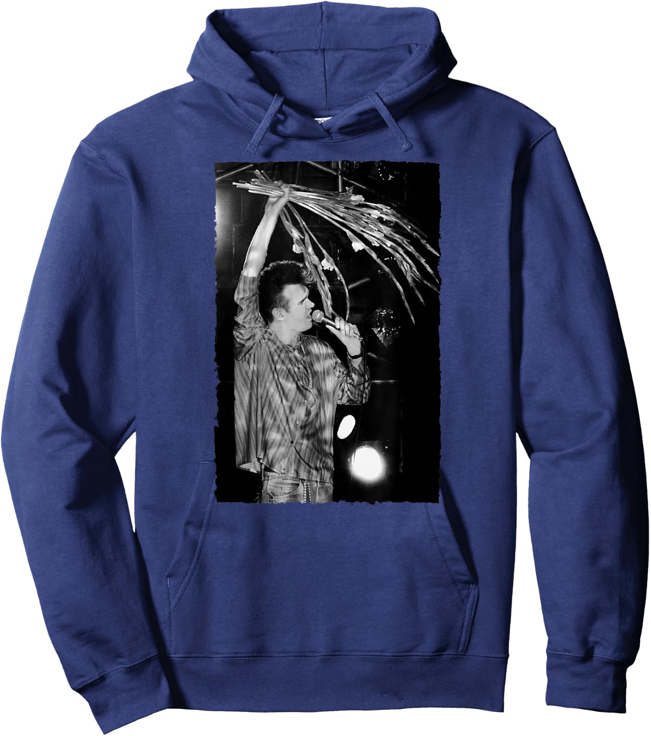Morrissey of The Smiths Live with Flowers by Stephen Wright Hoodie - Hoodie | Navy