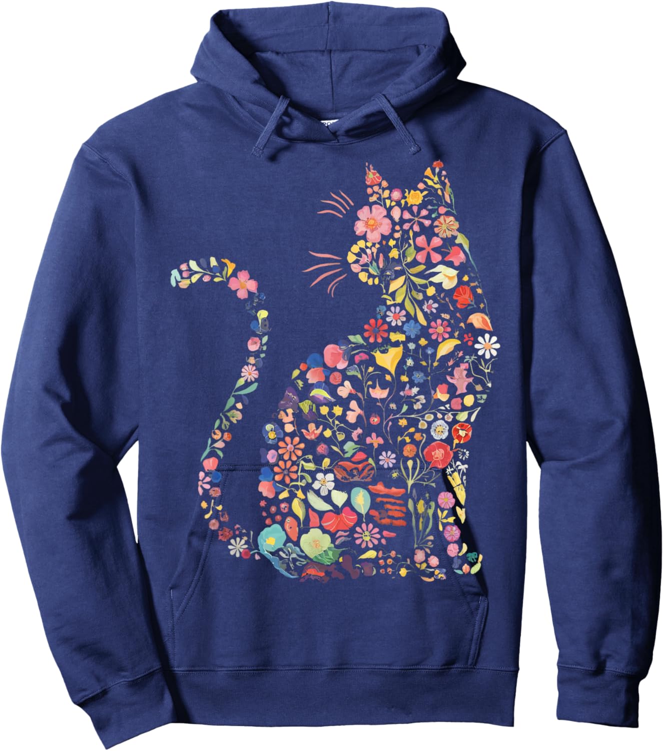 Floral Cat Hoodie - Hoodie | Navy