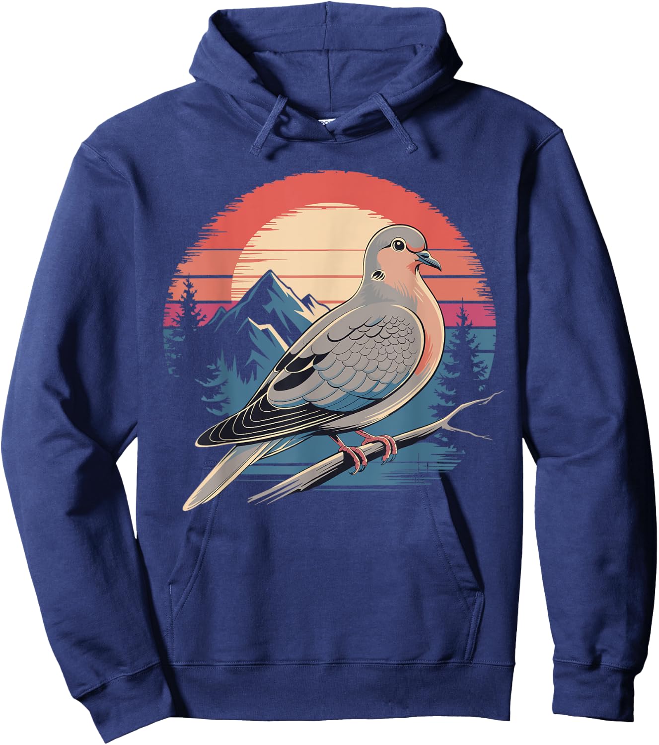 Mourning Dove Bird Lover Vintage Retro Sunset Bird Watching Hoodie - Hoodie | Navy