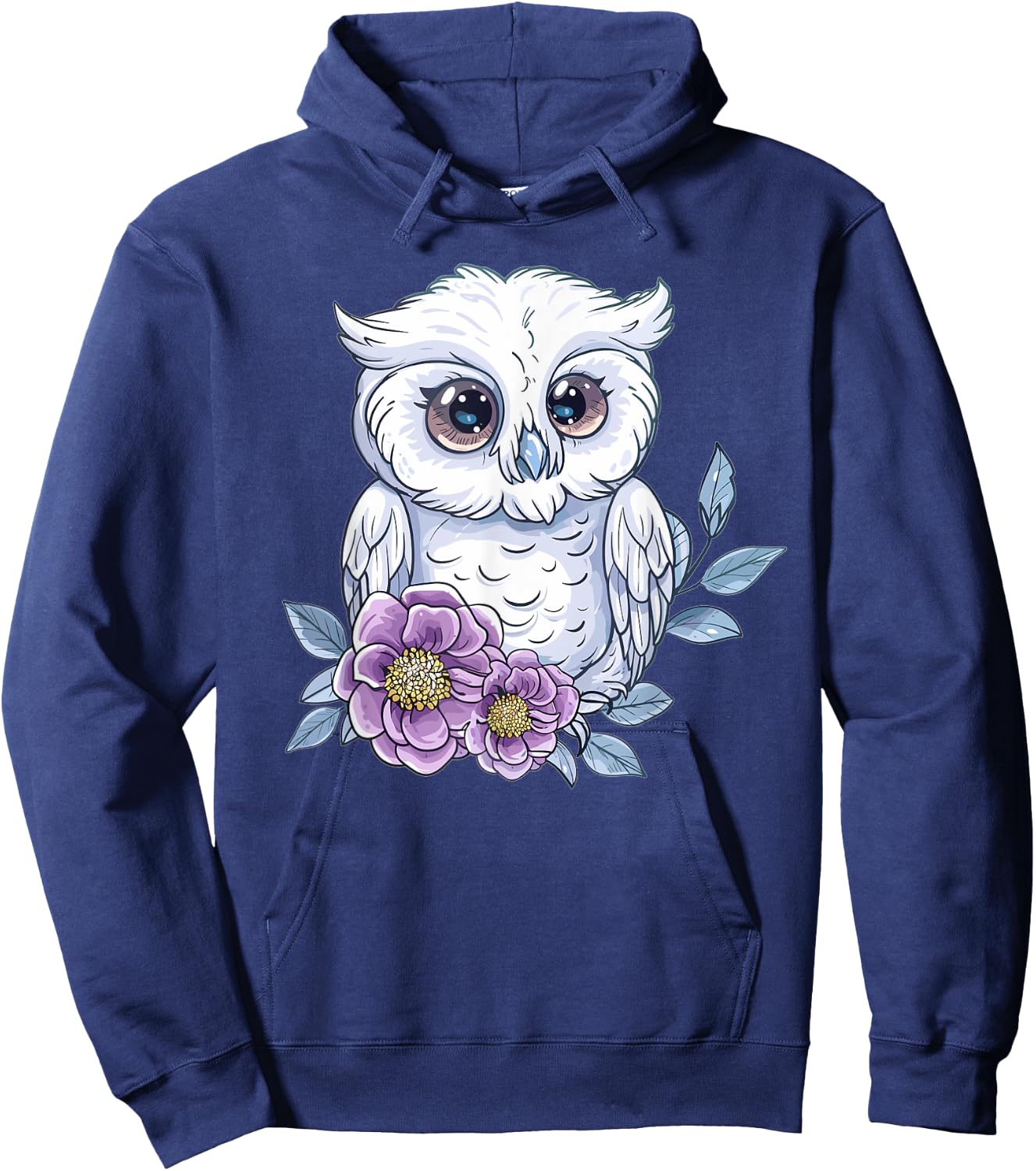 Cute Snowy Owl With Flowers I Snowy Owl Hoodie - Hoodie | Navy