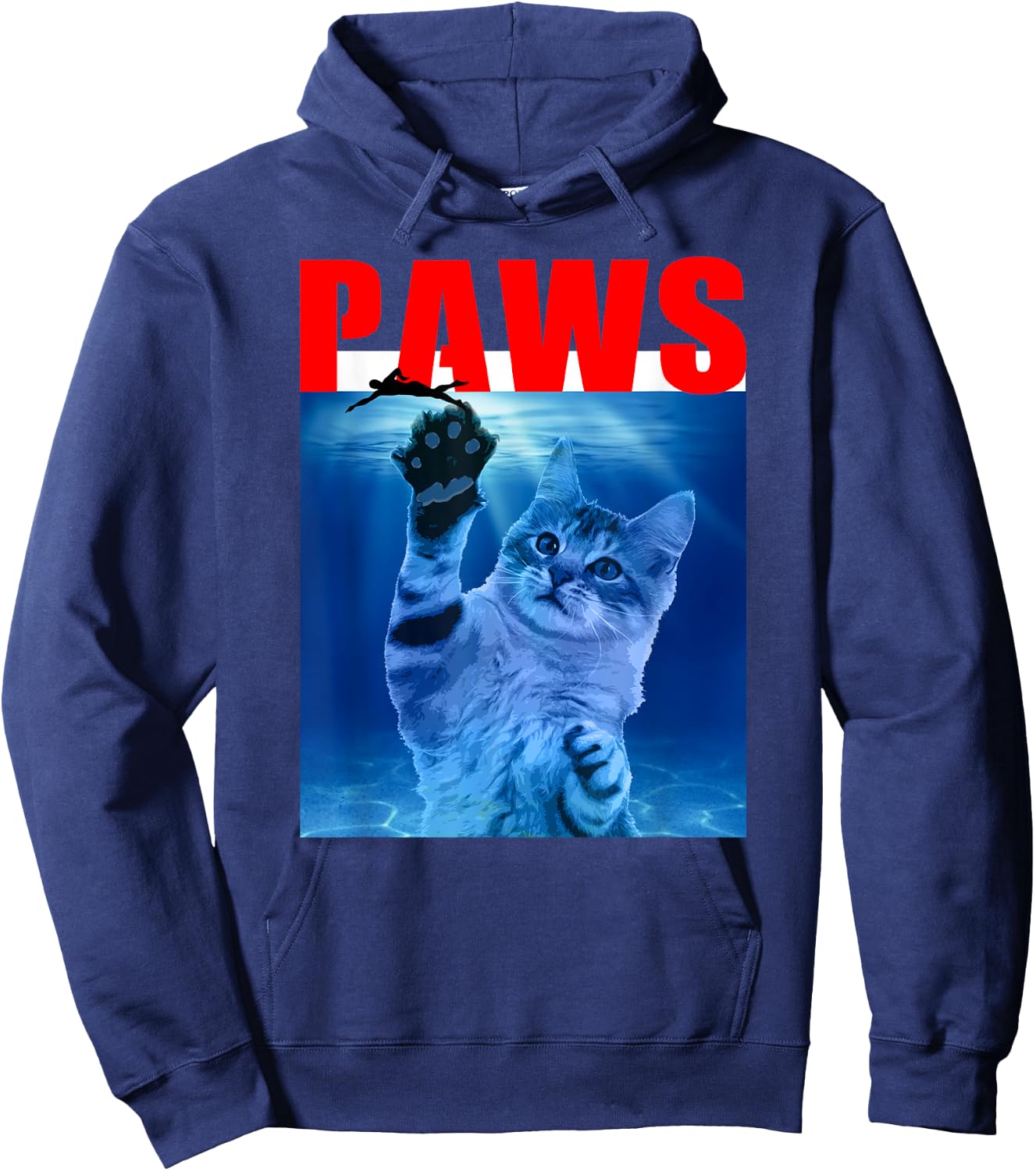 PAWS Funny Cat . Parody For Shark And Cat Lovers Hoodie - Hoodie | Navy