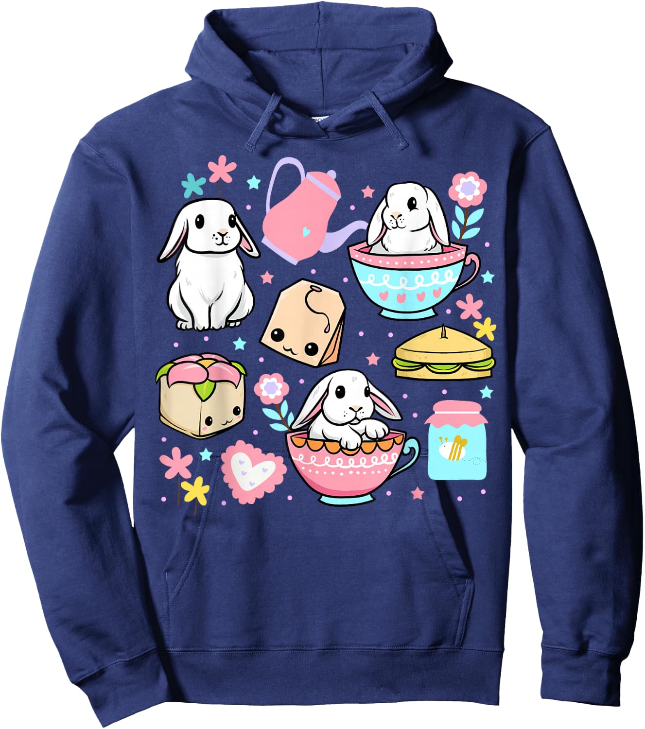 Kawaii Bunny Women Boys Girls Funny Graphic Japanese Anime Hoodie - Hoodie | Navy