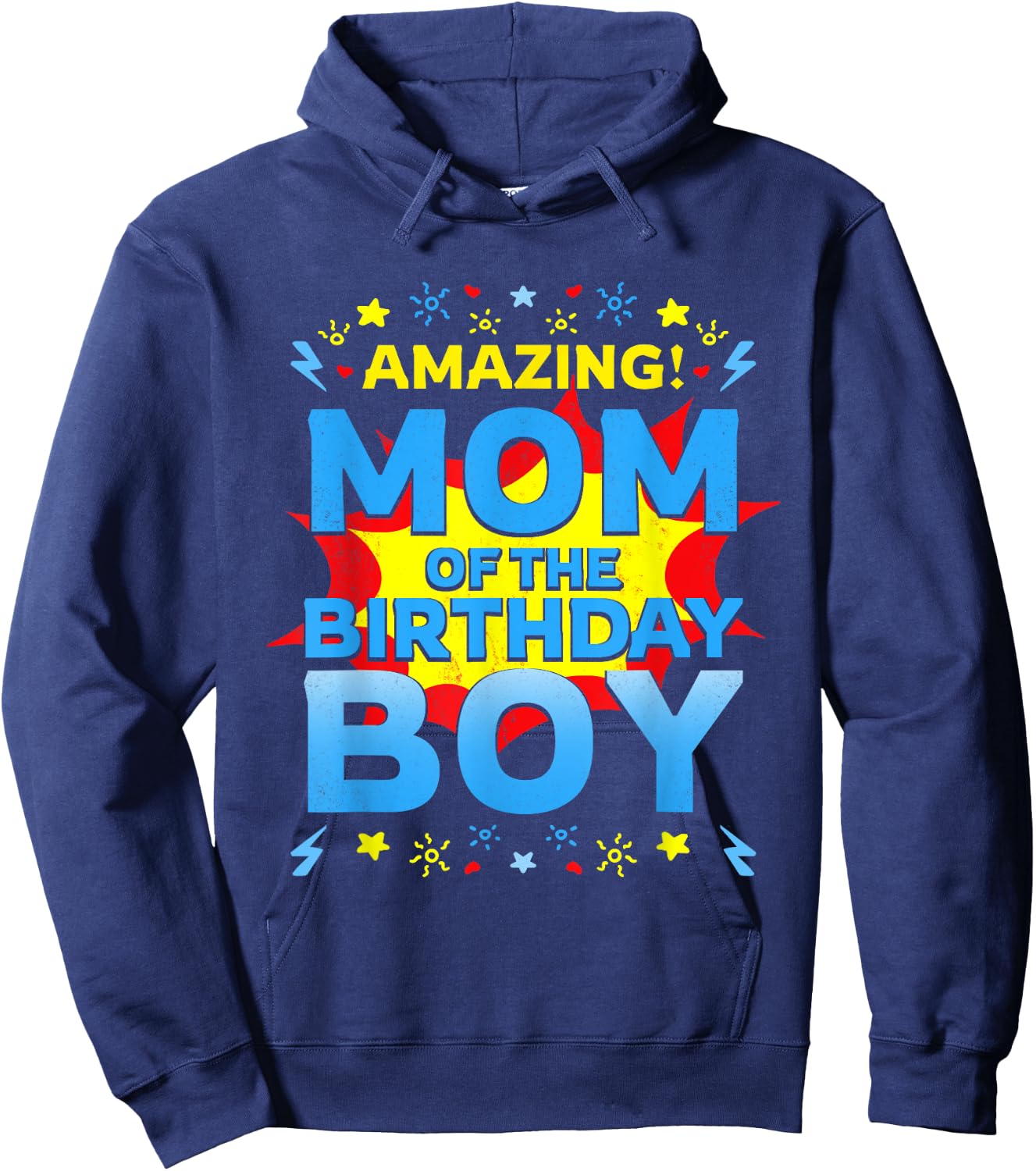 Mom Of The Birthday Boy Superhero Comic Family Amazing Hoodie - Hoodie | Navy