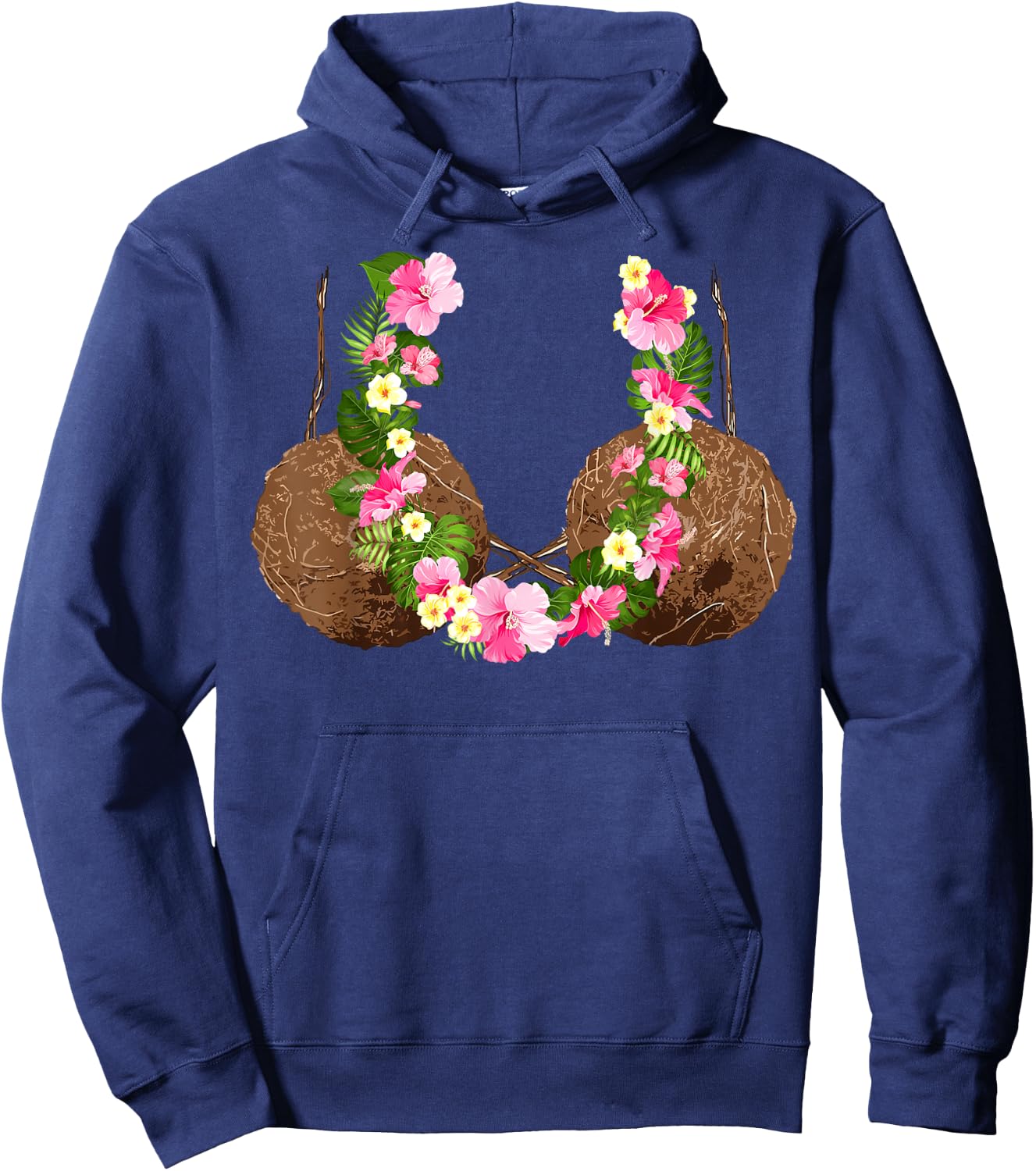 Funny Coconut Bra Hawaiian Tropical Beach Vibes Summer Girls Hoodie - Hoodie | Navy