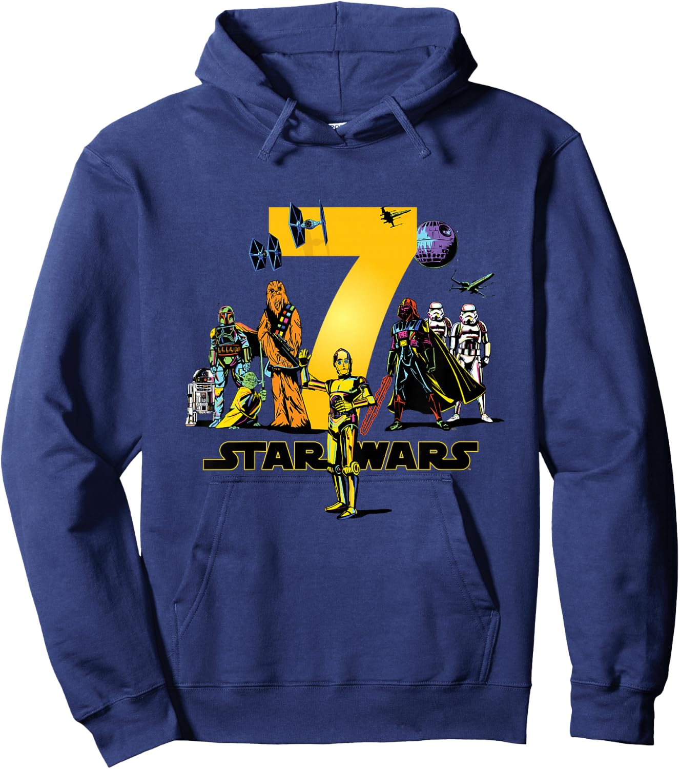 Star Wars Classic Characters Seventh Birthday 7 Years Old Hoodie - Hoodie | Navy