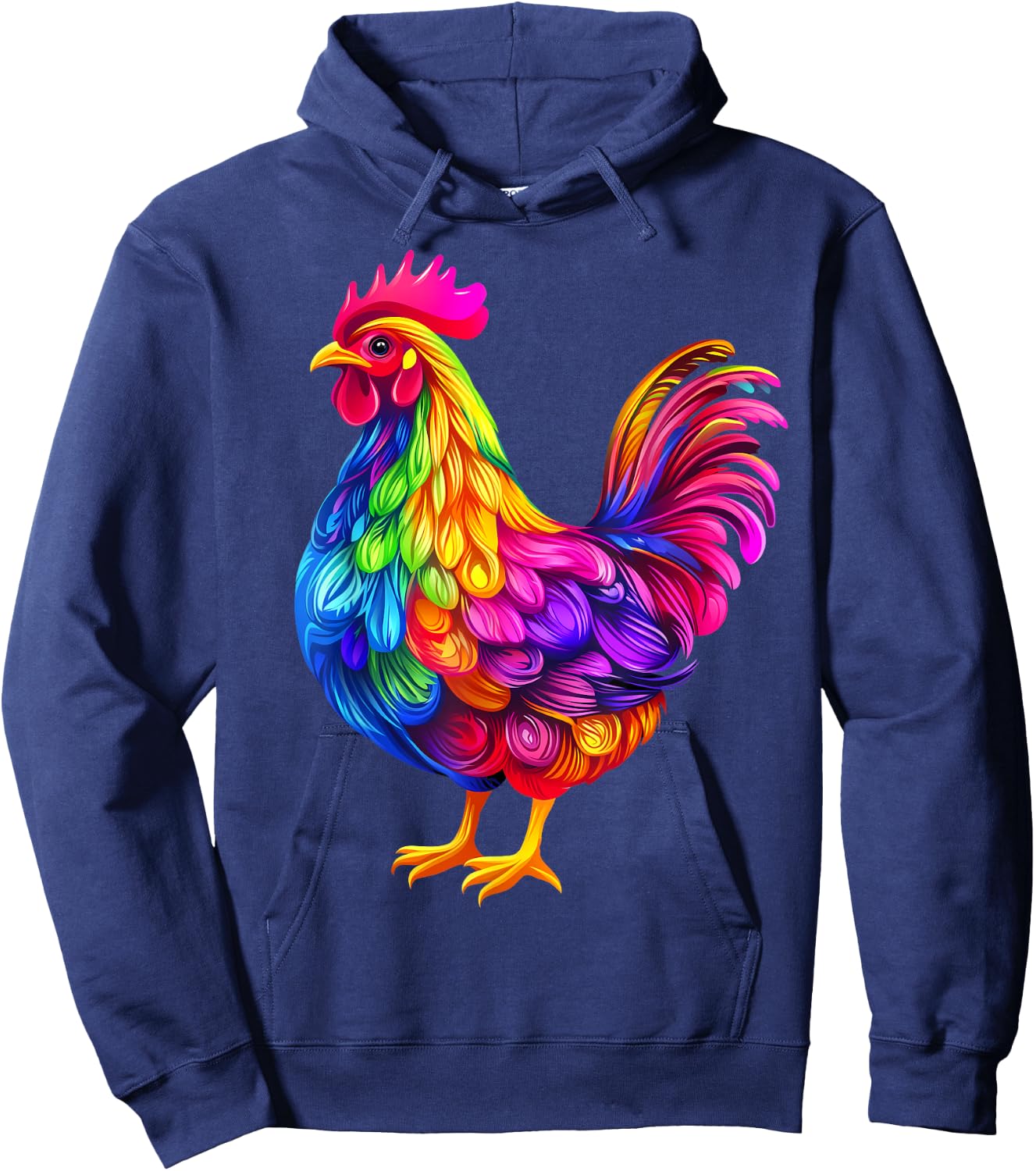 Colorful Chicken Farm Animal Lover Women Black Hoodie - Hoodie | Navy