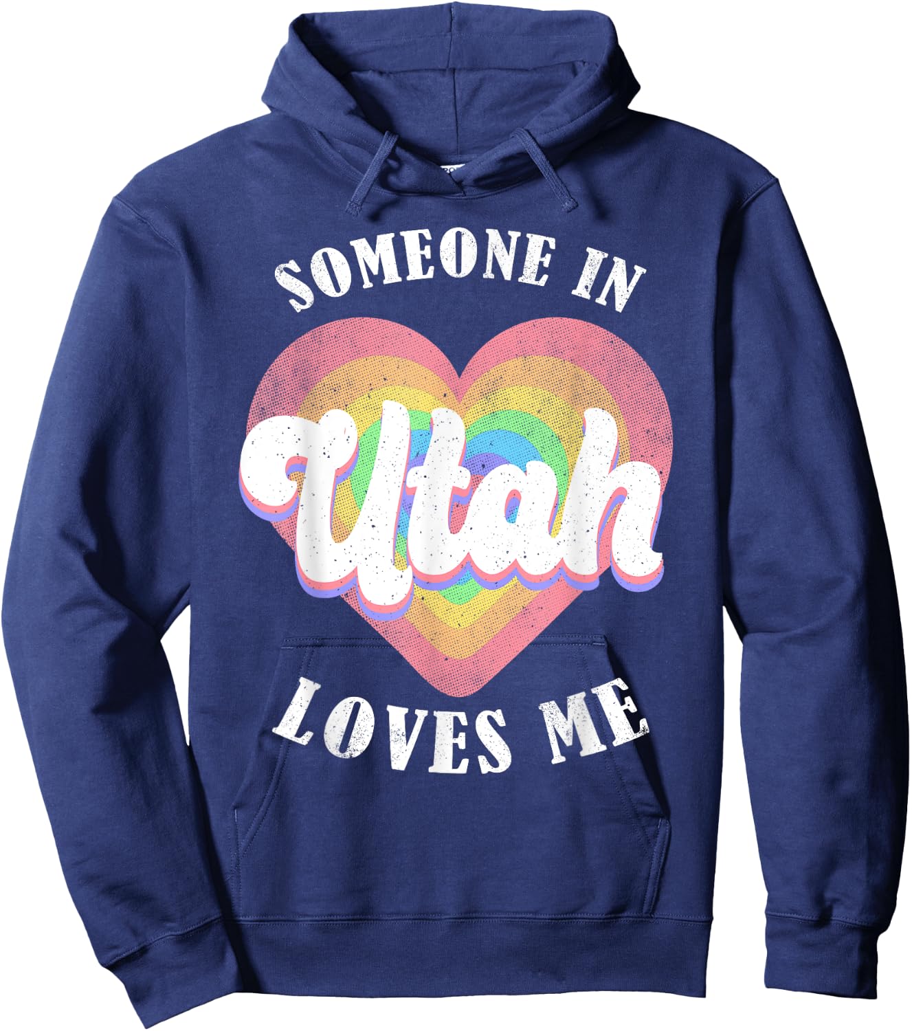 Someone In Utah Loves Me Heart Retro Groovy Hoodie - Hoodie | Navy