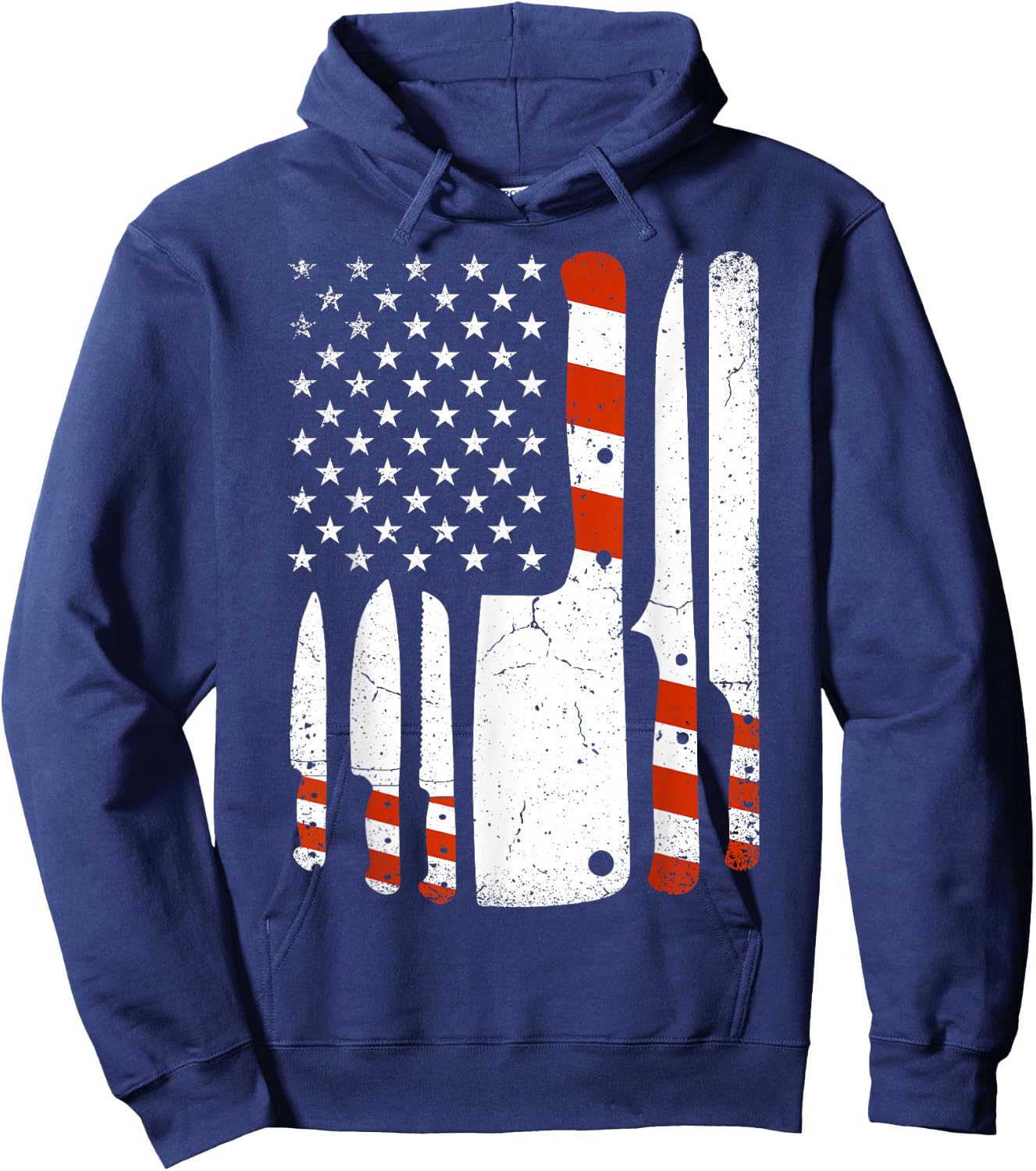 Chef Knives Cooking Utensil Cook American Flag Patriotic Women Men Hoodie - Hoodie | Navy