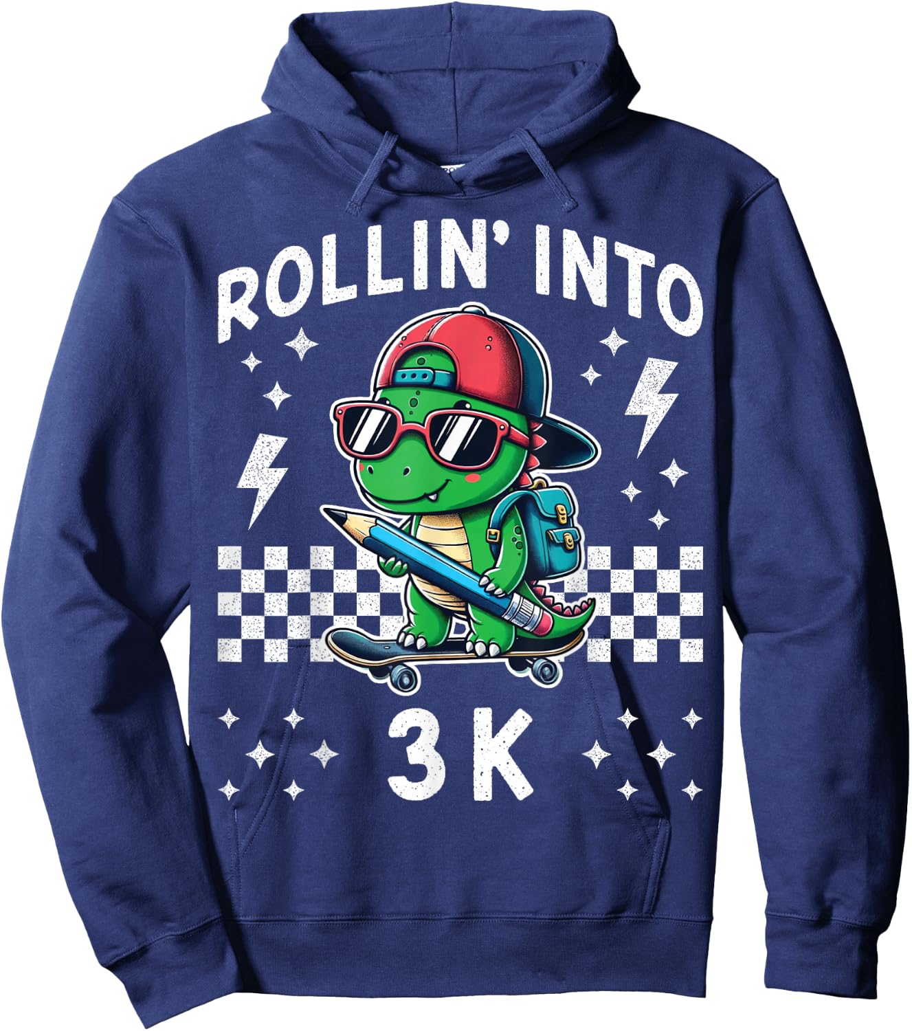 Rollin Into 3K Dinosaur First Day of K3 Kid I’m Ready for 3K Hoodie - Hoodie | Navy