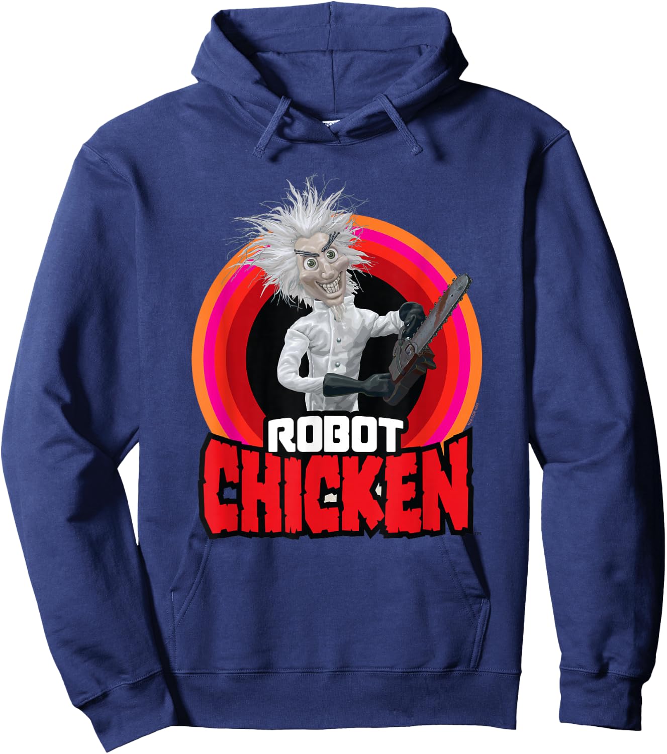 Robot Chicken Fritz Mad Scientist Chainsaw Hoodie - Hoodie | Navy