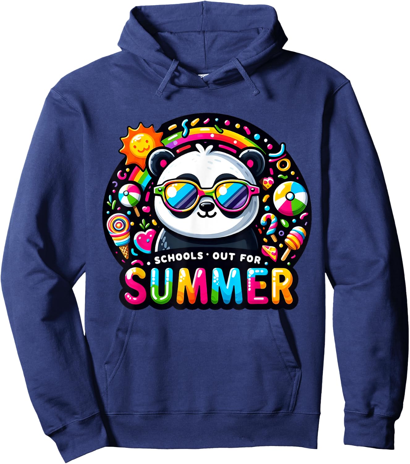 Cute Panda Last Day of School Teacher Schools Out For Summer Women Kids Hoodie - Hoodie | Navy