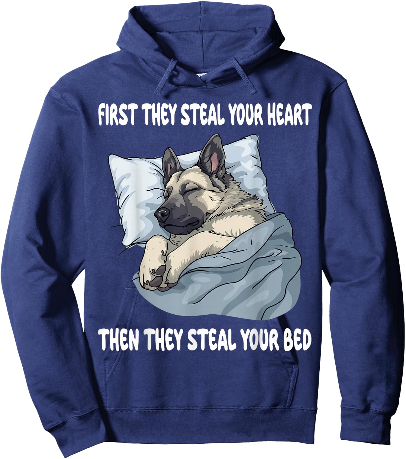 Norwegian Elkhound Sleeping Pajamas Nightgown Hoodie - Hoodie | Navy