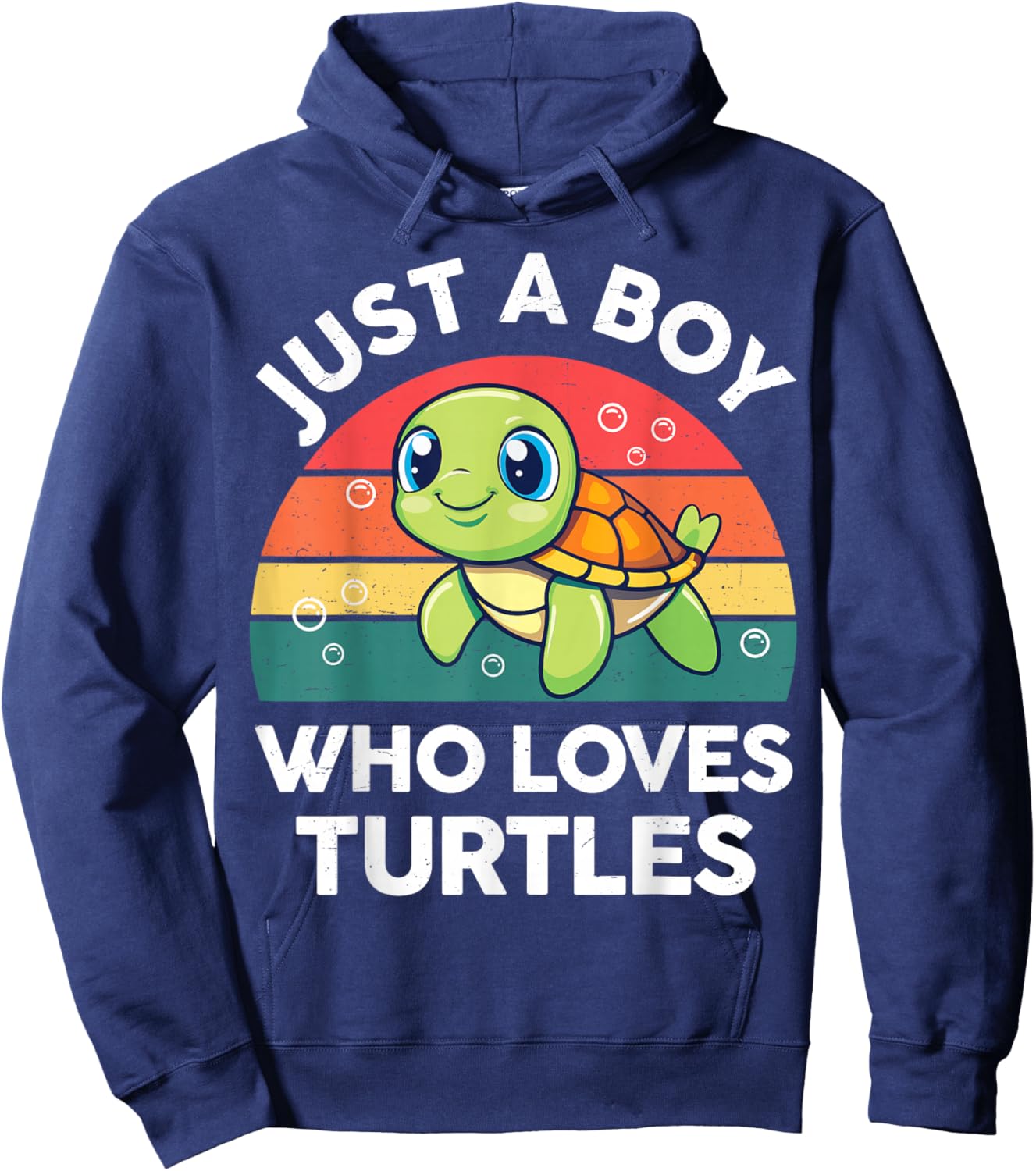 Turtle Just A Boy Who Loves Turtles Cute Toddler Kids Hoodie - Hoodie | Navy