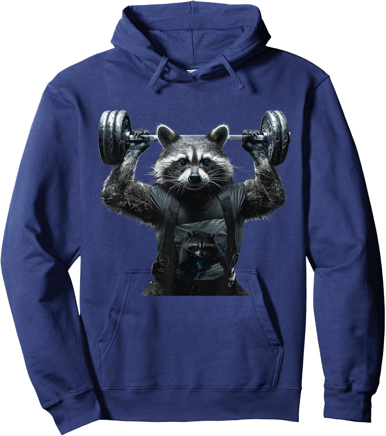 Weightlifting Ripped Raccoon Hoodie - Hoodie | Navy