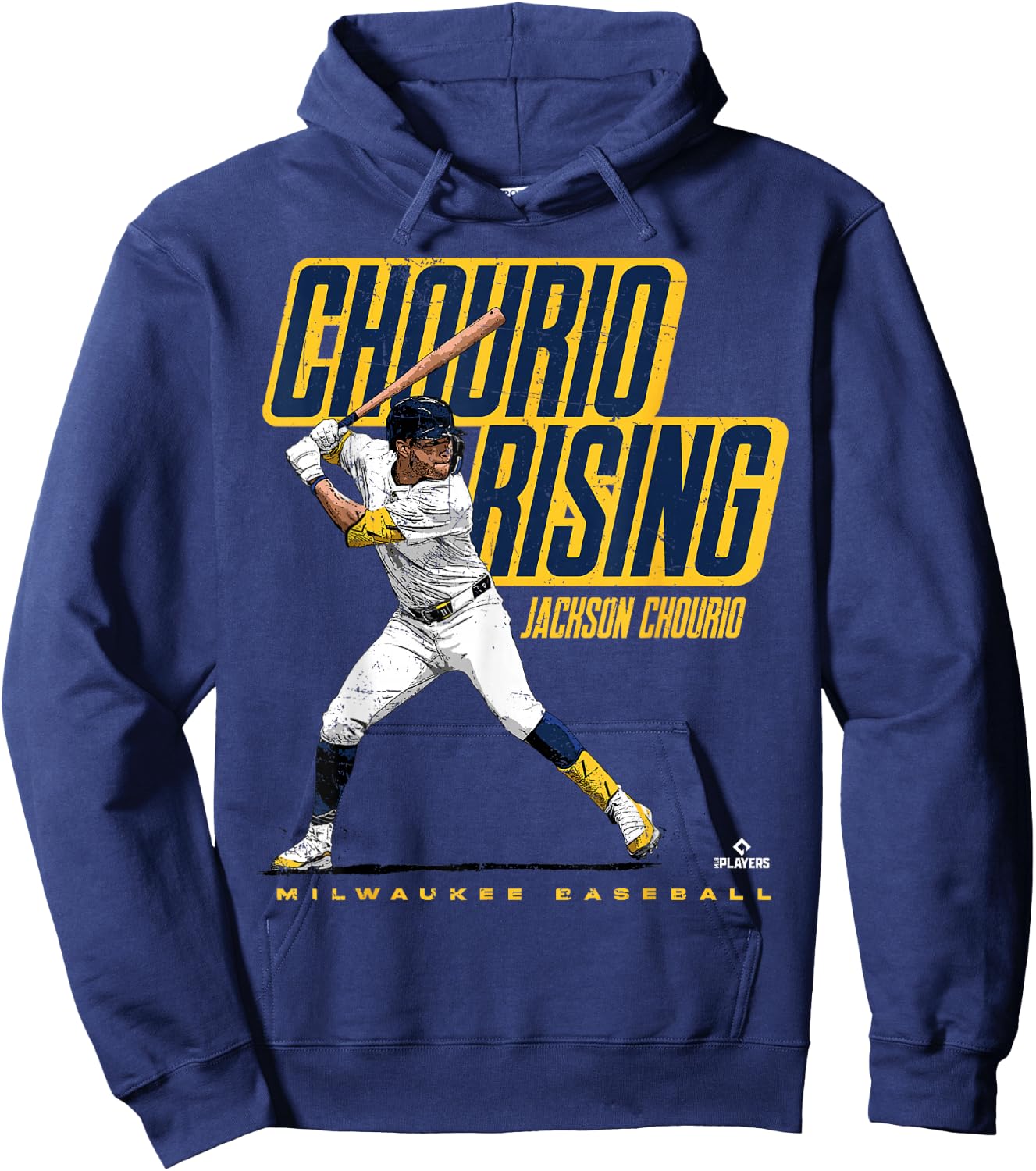 Ballpark MVP Chourio Rising Jackson Chourio Milwaukee MLBPA , Small, Black Hoodie - Hoodie | Navy