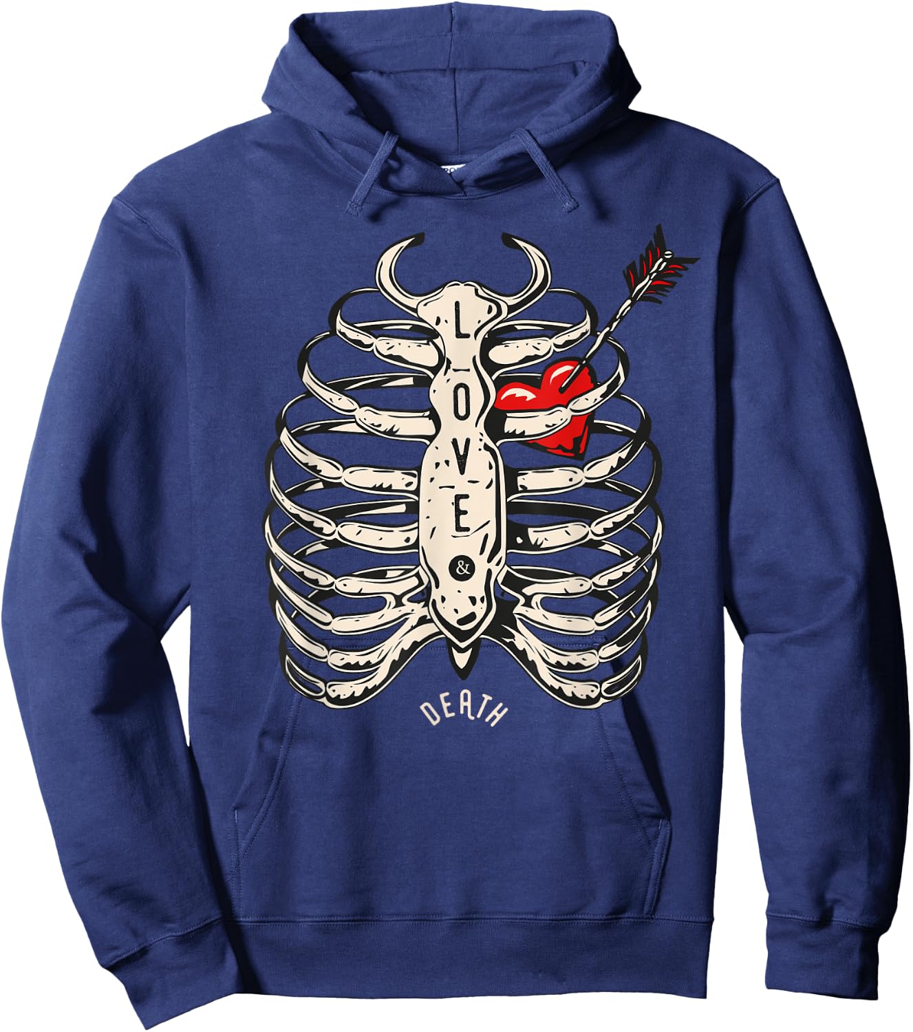 Skeleton Heart Rib Cage Shirt X-Ray Funny Halloween Hoodie - Hoodie | Navy