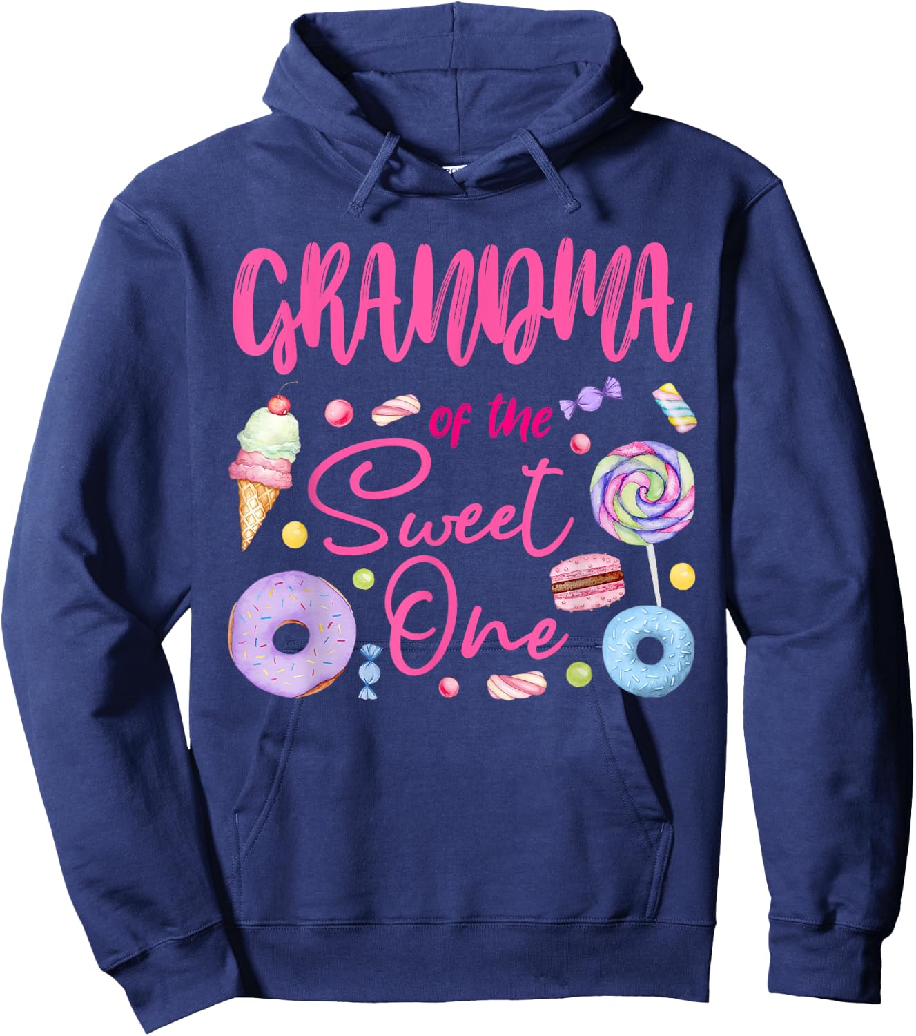 Grandma of The Sweet One Lollipop Candy Birthday Party Hoodie - Hoodie | Navy