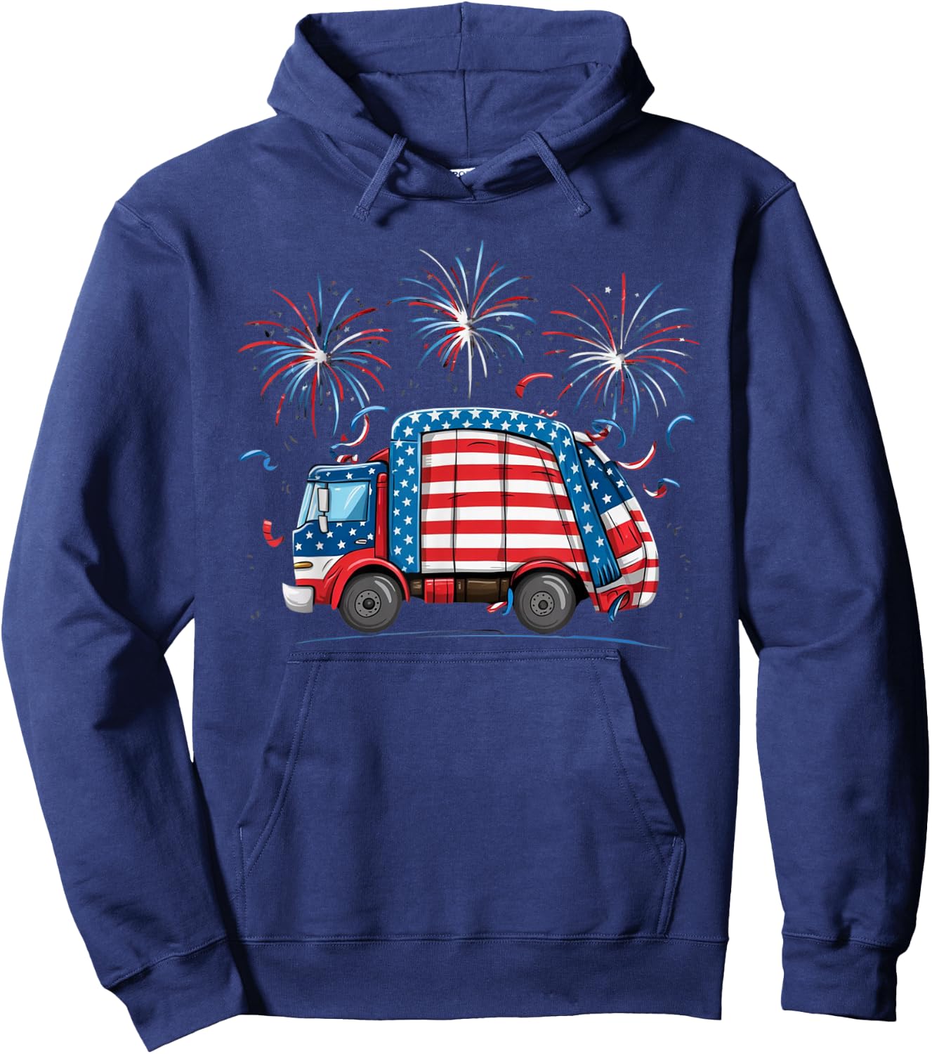 Funny Garbage Truck veterans day Usa Flag Boys Girls Kids Hoodie - Hoodie | Navy