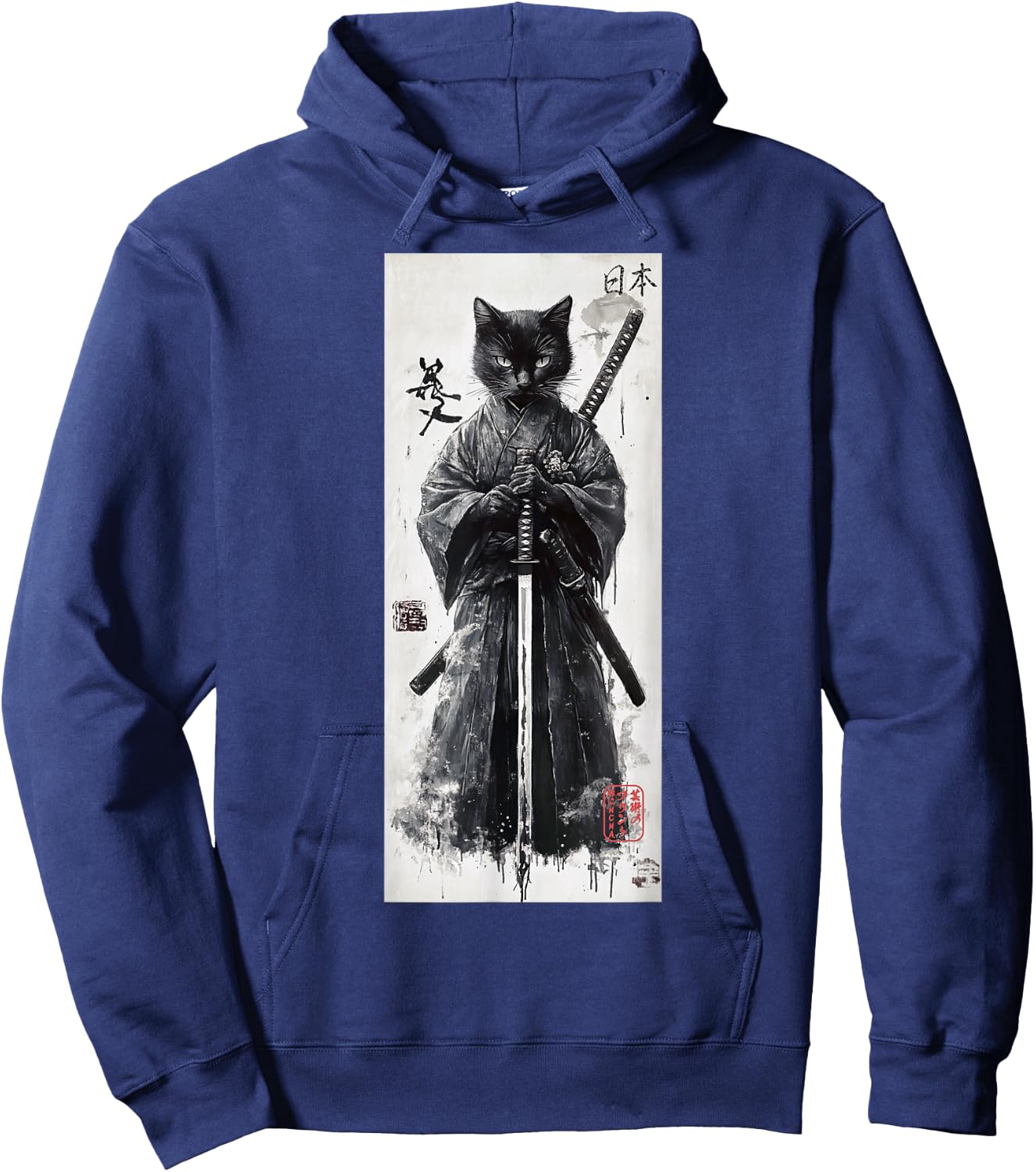 Samurai Cat Aesthetic - Japanese Streetwear Lofi Design Women Girls Kids Hoodie - Hoodie | Navy