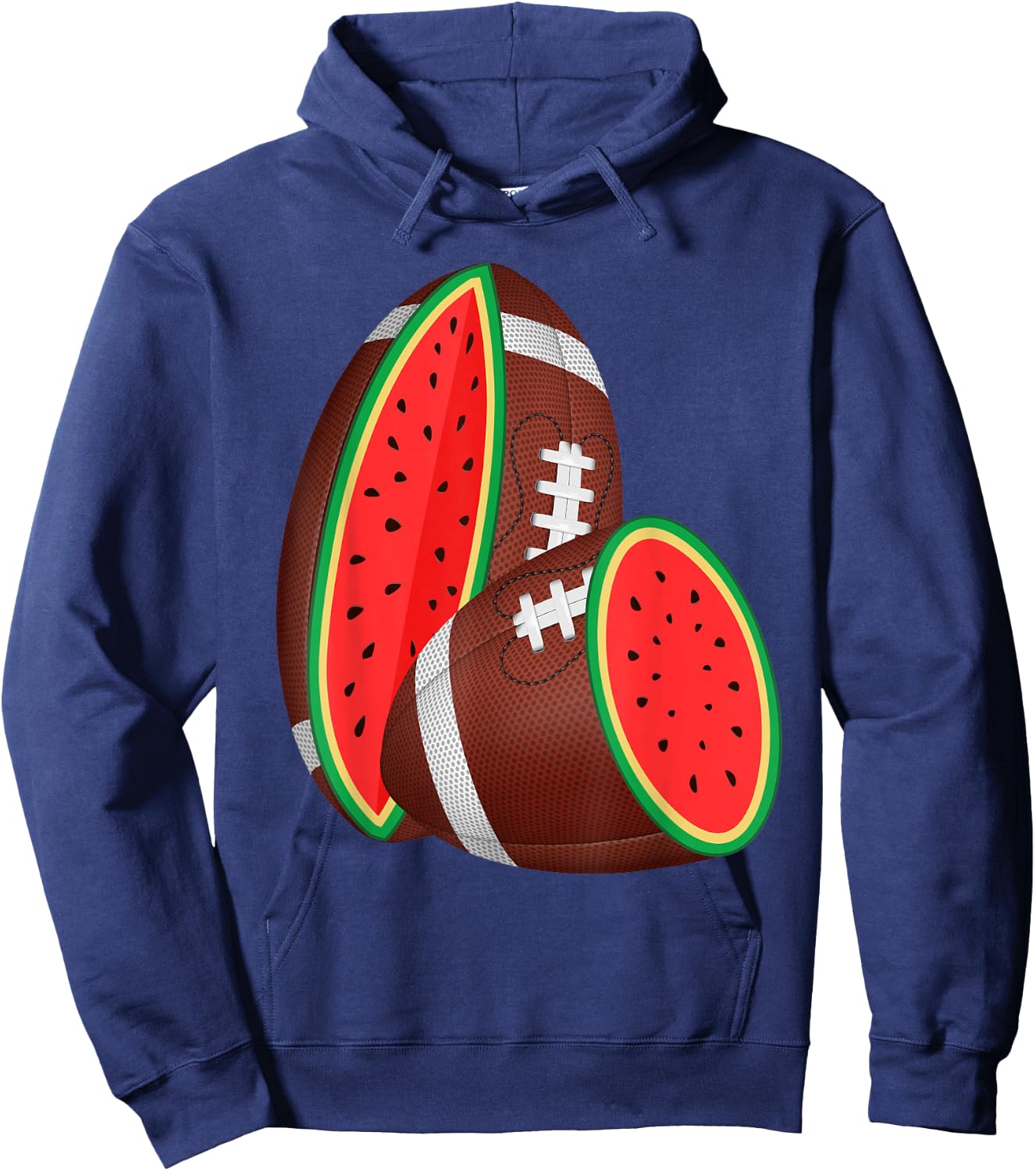 Funny Watermelon Football Ball Tropical Melon Summer Vibes Men Women Kids Hoodie - Hoodie | Navy