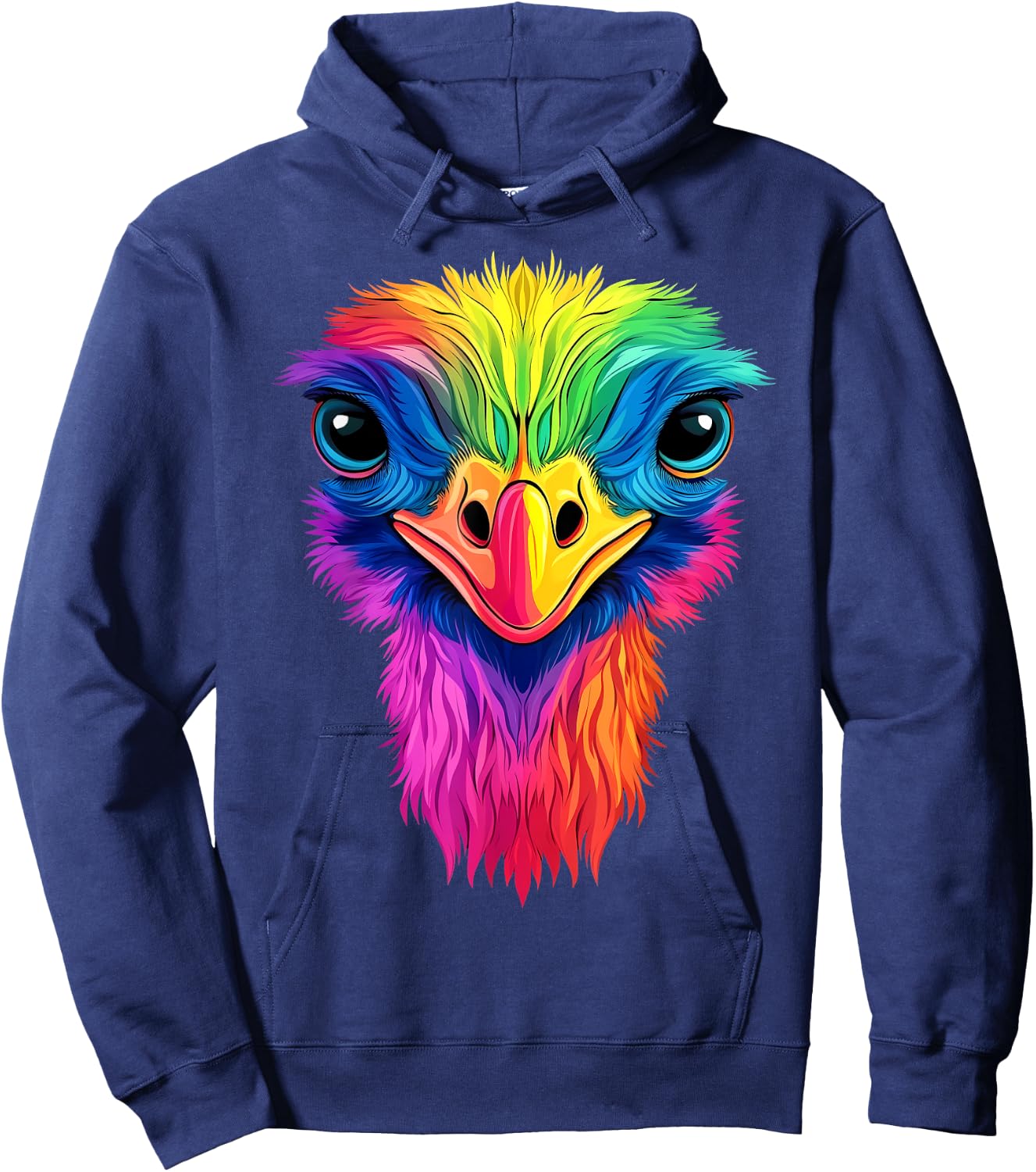 Colorful Ostrich African Wildlife Safari Animals Black Hoodie - Hoodie | Navy