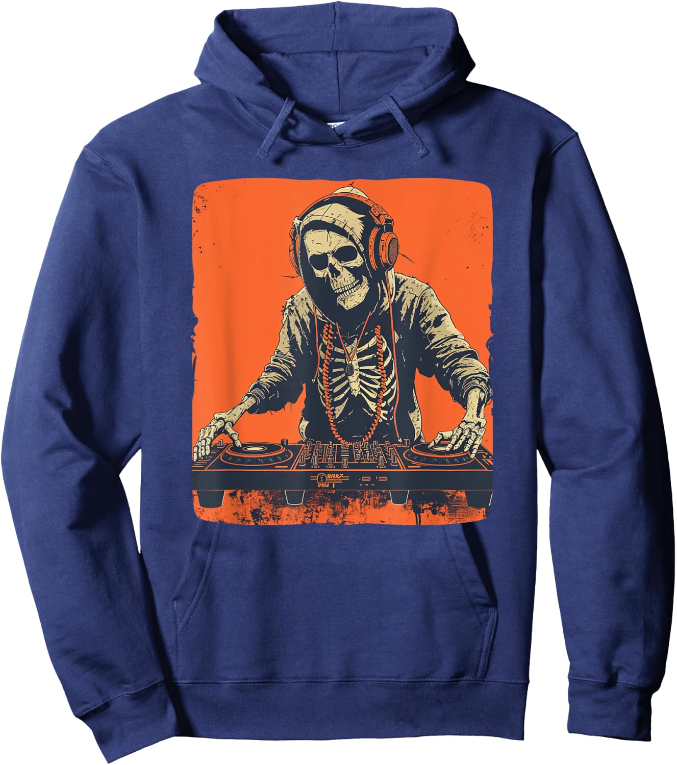 Headphones skeleton on DJ booth costume Hoodie - Hoodie | Navy