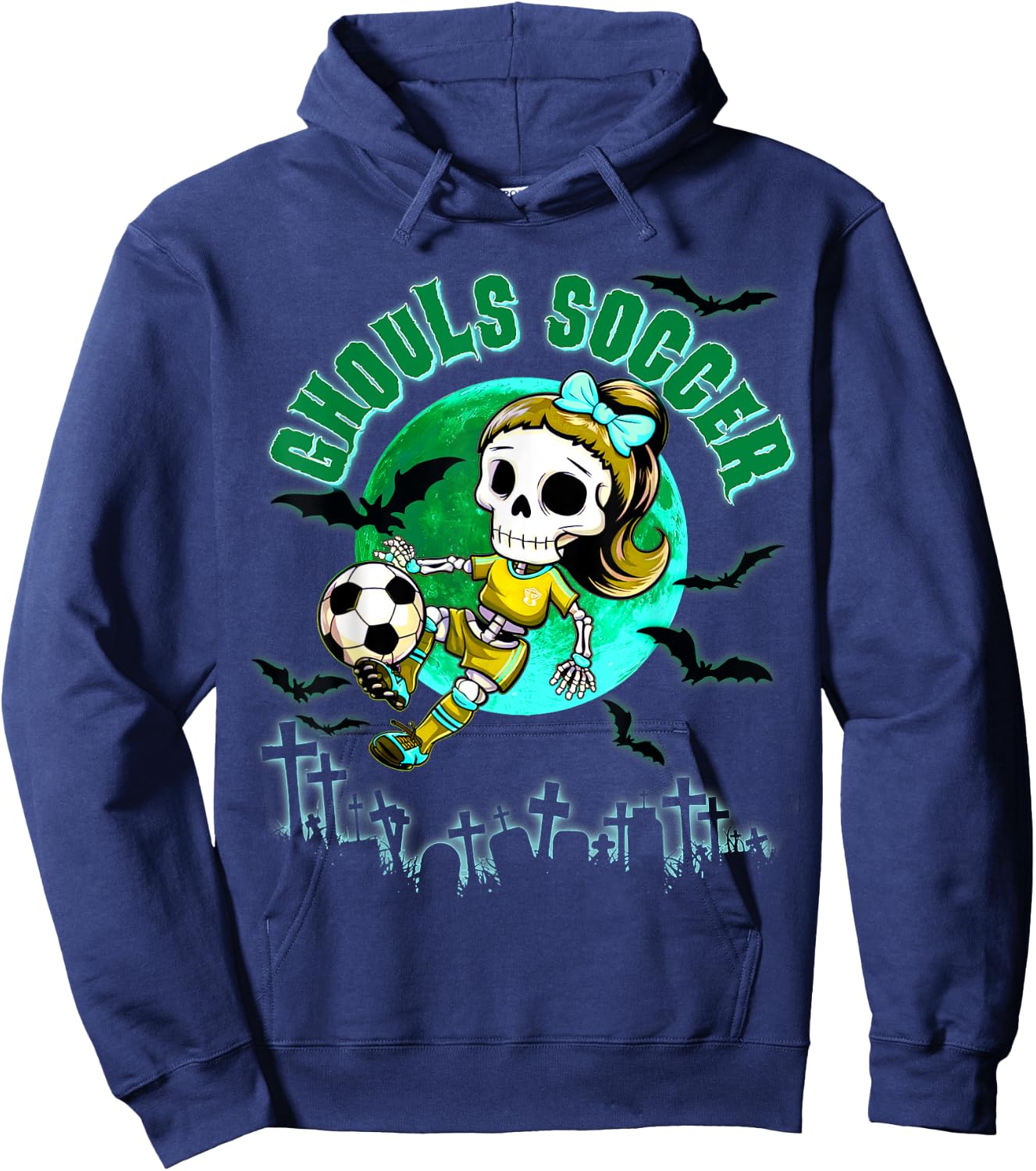 Soccer Ghoul Halloween for Girls & Teens October Spooky Hoodie - Hoodie | Navy