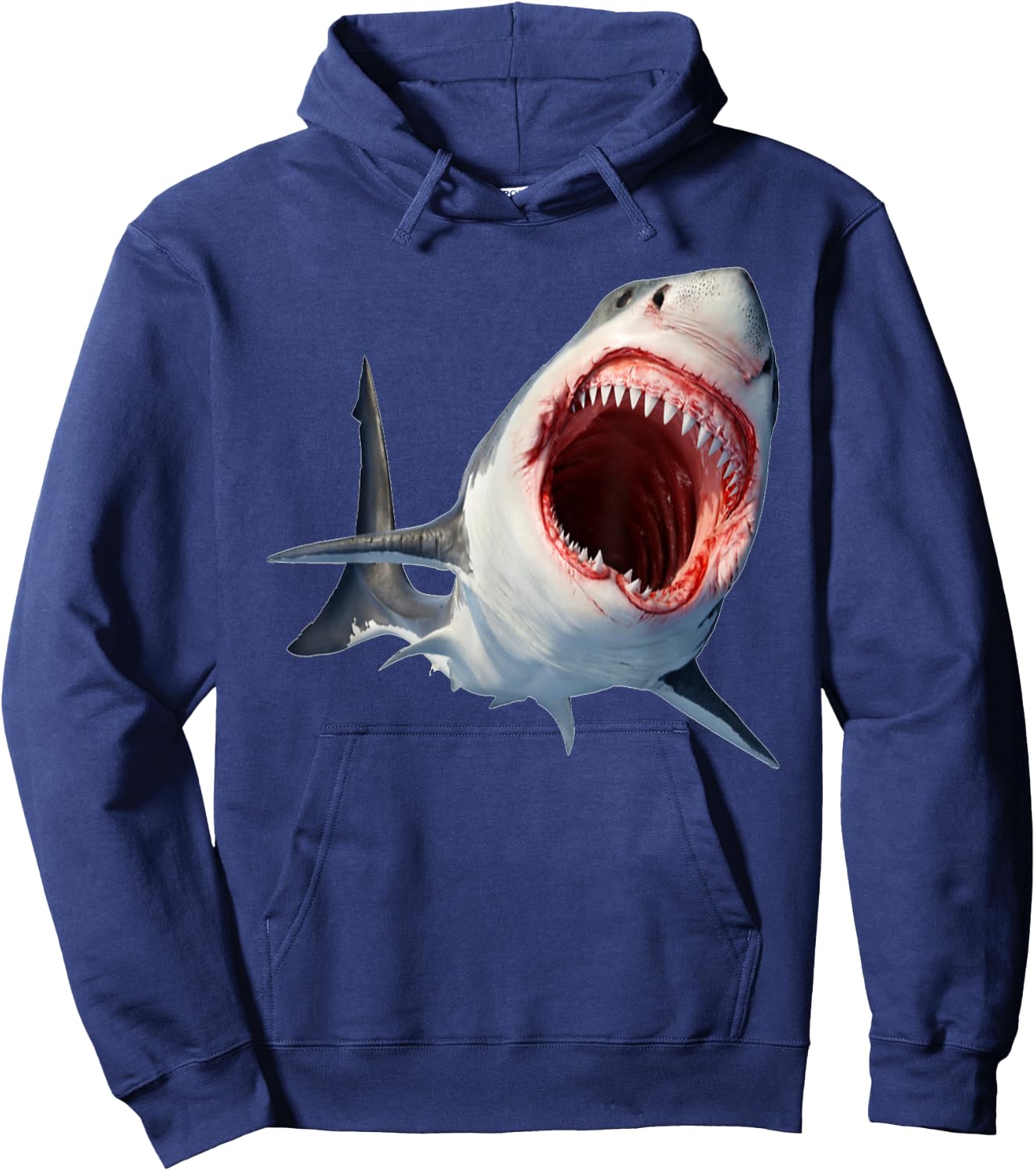 White Shark Marine Predator - Shark Biting Teeth Hoodie - Hoodie | Navy