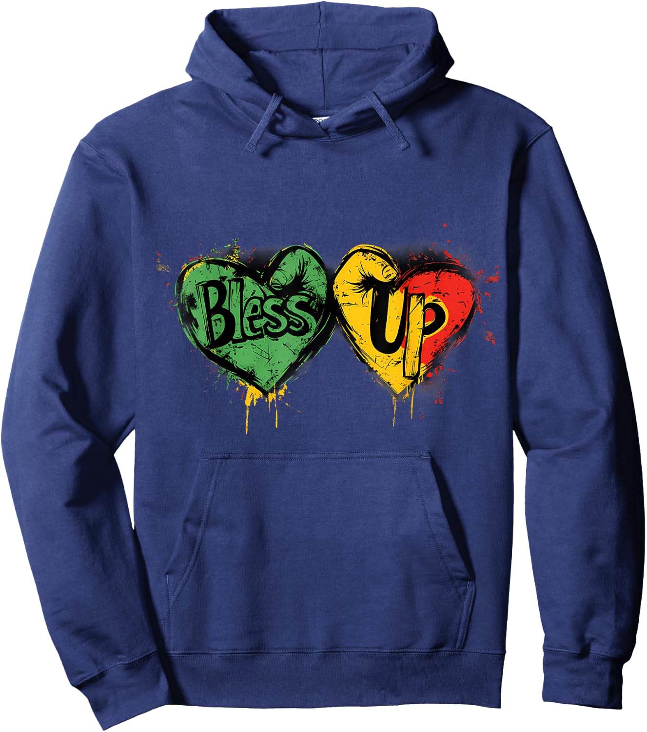 Rasta Reggae Music Jah Bless Up Rastafari Hand Heart Hoodie - Hoodie | Navy