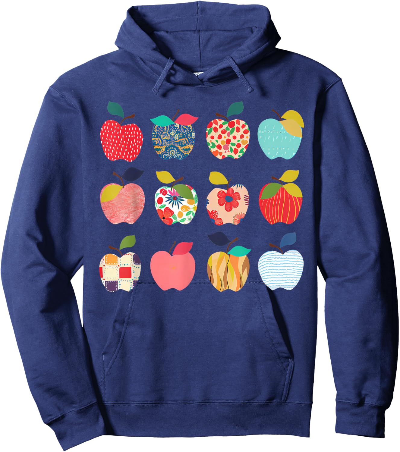 Funny Art Apples Back to School for Teacher Student Hoodie - Hoodie | Navy