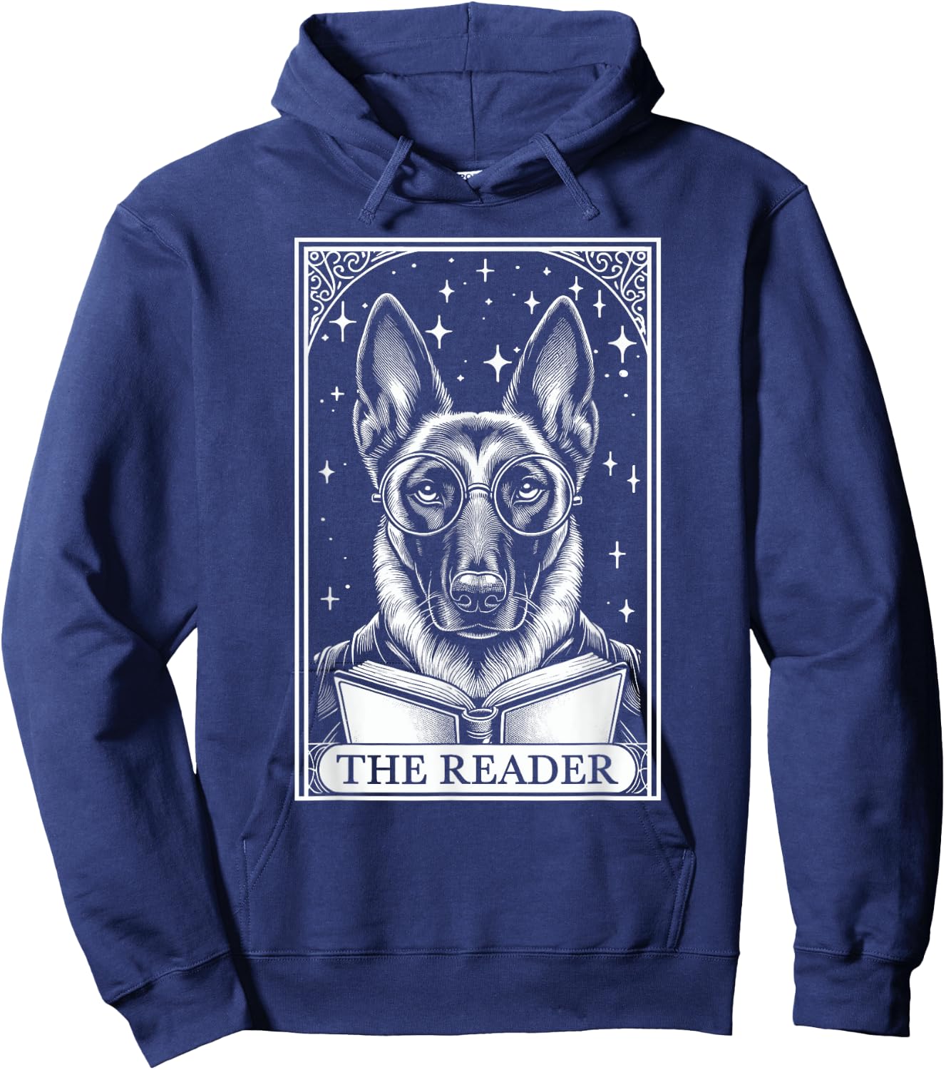 Tarot Card Vintage Belgian Malinois Book Lover The Reader Hoodie - Hoodie | Navy