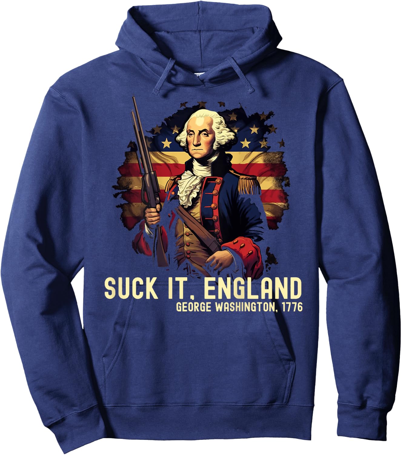 Suck it England George Washington 1776 4th of July On Back Men Hoodie - Hoodie | Navy