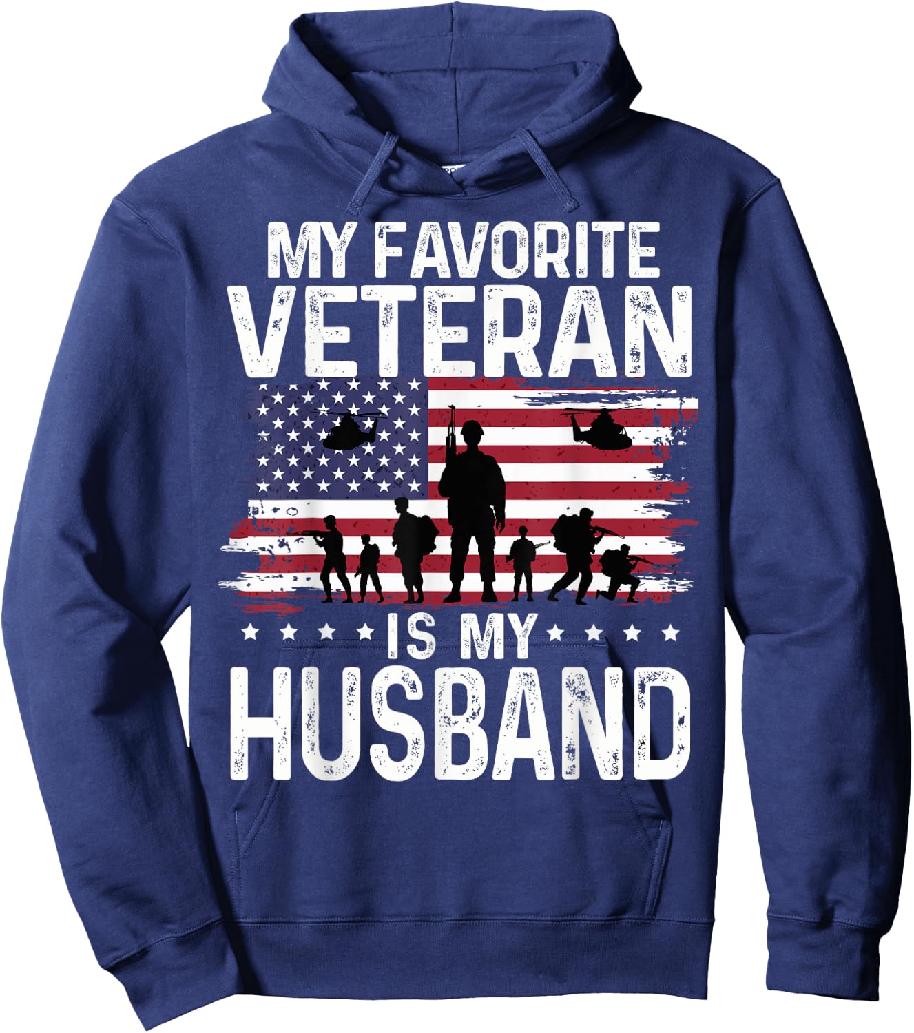 My Favorite Veteran Is My Husband Shirts Themed Military Hoodie - Hoodie | Navy
