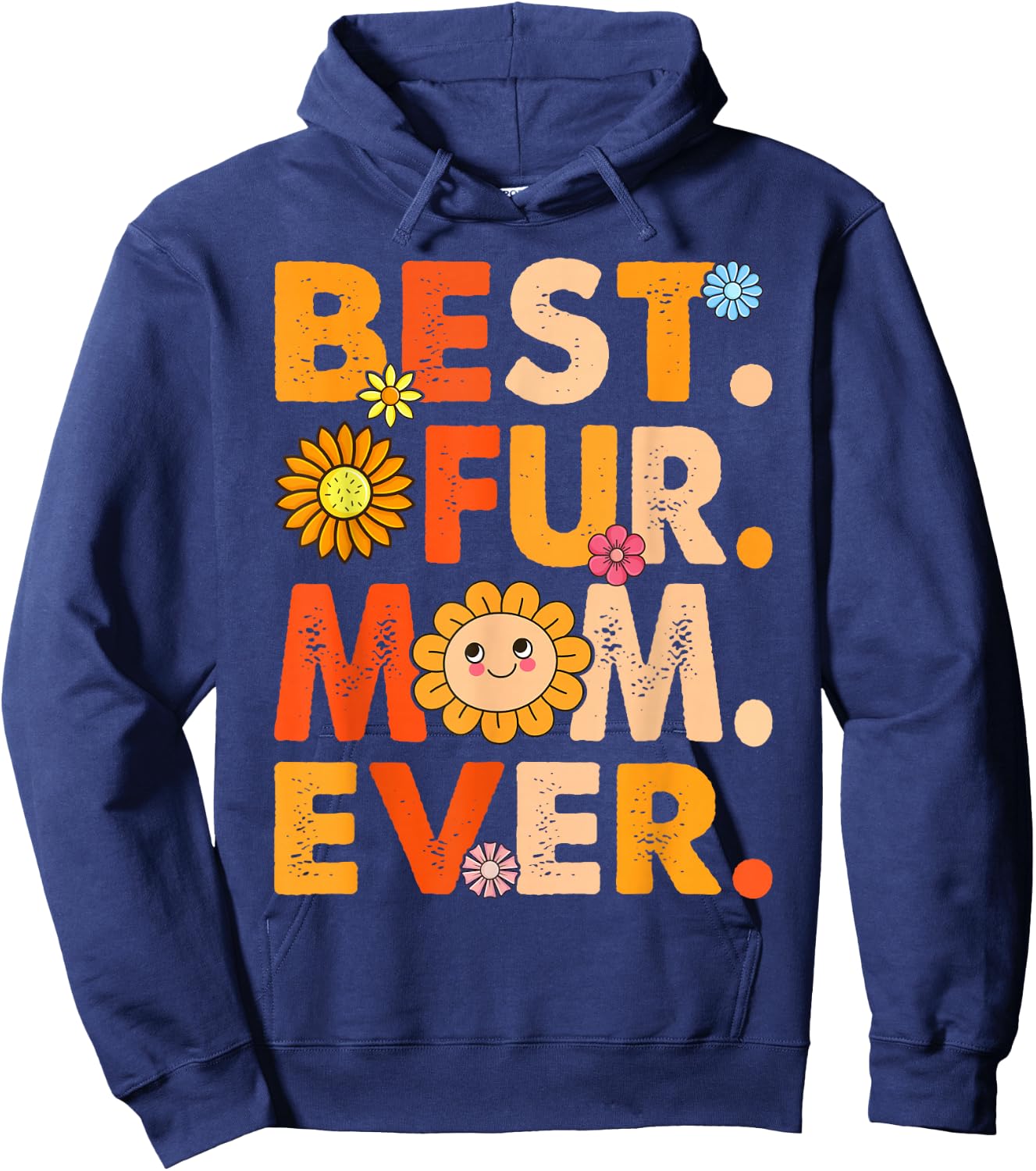 Funny Best Fur Mom Ever Vintage Dog And Cat Owner Love Hoodie - Hoodie | Navy