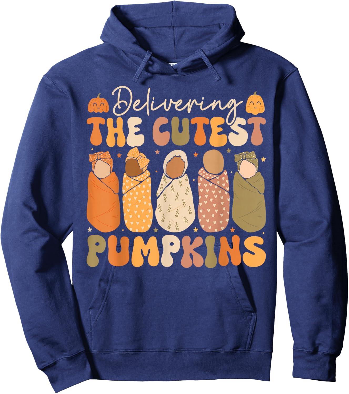 Delivering The Cutest Pumpkins Halloween L and D Nurse Fall Hoodie - Hoodie | Navy