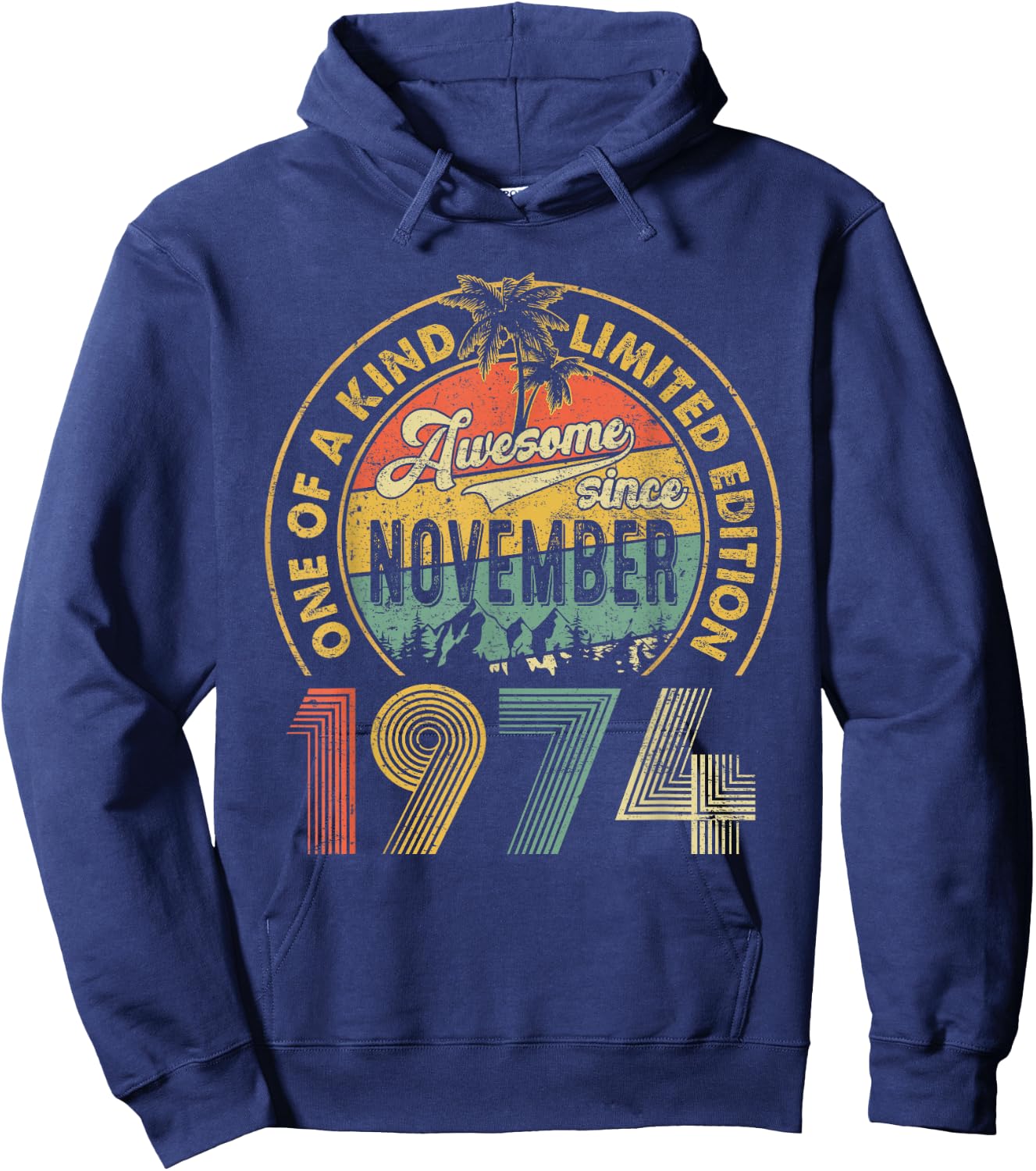 50 Years Old Vintage Retro November 1974 Birthday Men Women Hoodie - Hoodie | Navy
