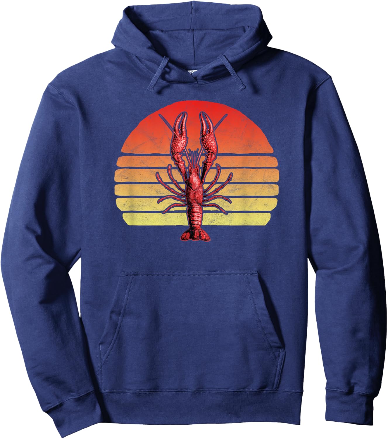 Vintage Crawdad 80s Style Graphic Louisiana Crayfish Hoodie - Hoodie | Navy