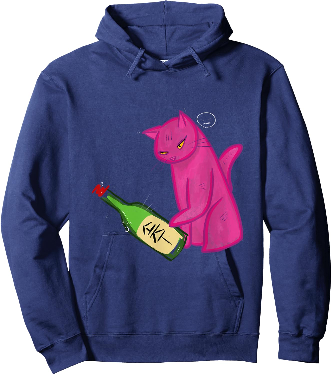 Pink Cat Tipping Soju Bottle Hoodie - Hoodie | Navy