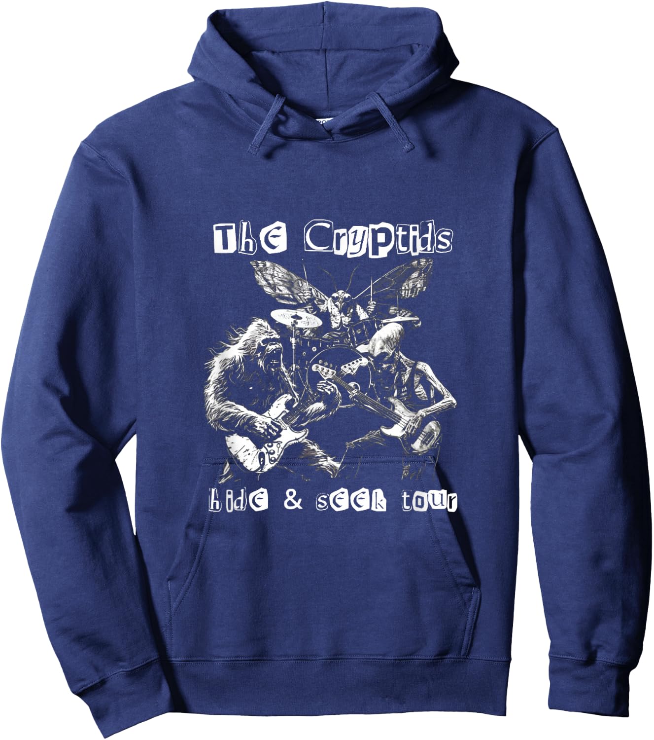 The Cryptids Hide & Seek Tour CryptidBigfoot Mothman UFO Hoodie - Hoodie | Navy