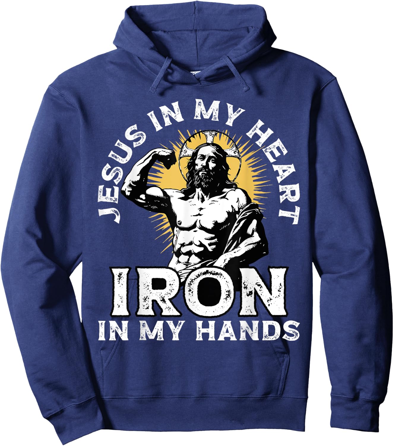 Gym And Jesus Christian Bodybuilder Religious Bodybuilding Hoodie - Hoodie | Navy